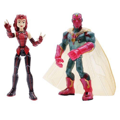 Scarlet Witch and Vision Action Figure Set / shop it <a href=https://www.shopdisney.com/scarlet-witch-and-vision-action-figure-set-wandavision-marvel-wars-toybox-461012615666.html>here</a>