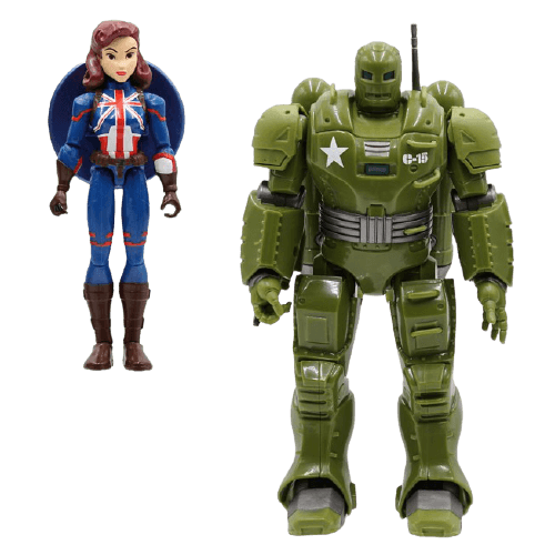 Captain Carter and The Hydra Stomper Action Figure Set / shop it <a href=https://www.shopdisney.com/captain-carter-and-the-hydra-stomper-action-figure-set-marvel-toybox-461014596734.html>here</a>
