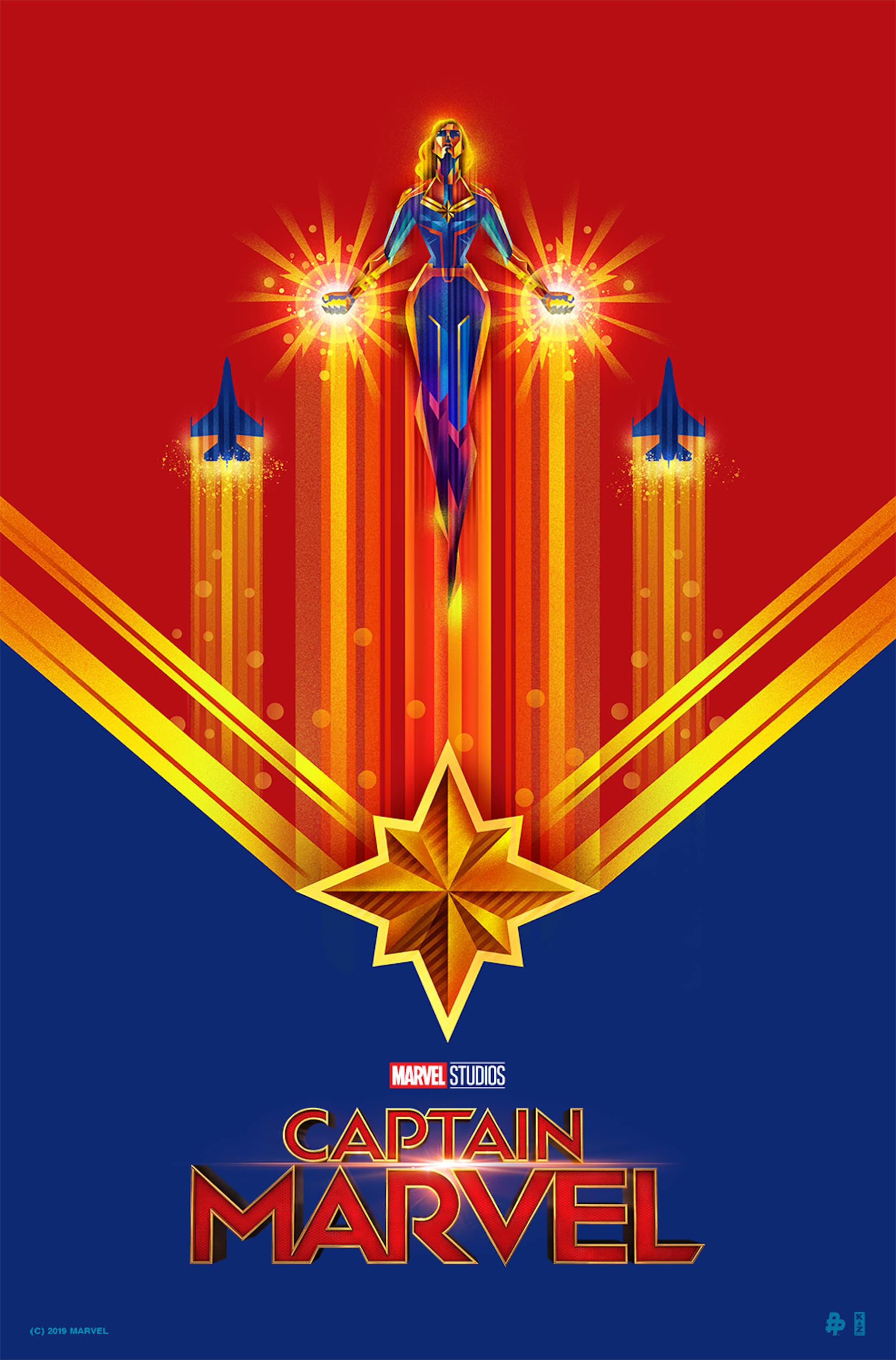 Captain Marvel Poster Art by Kaz Oomori