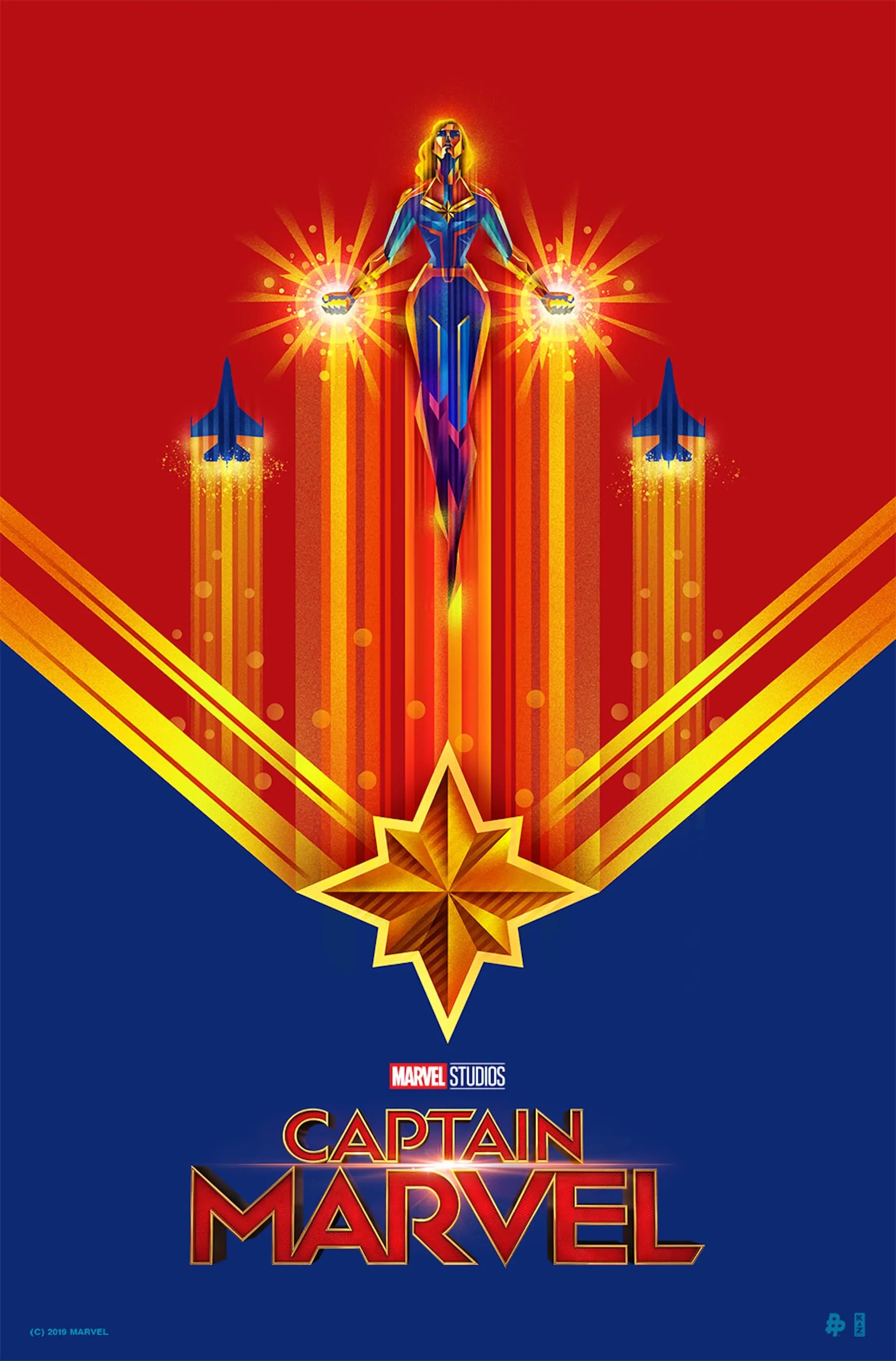 Captain Marvel Poster Art by Kaz Oomori