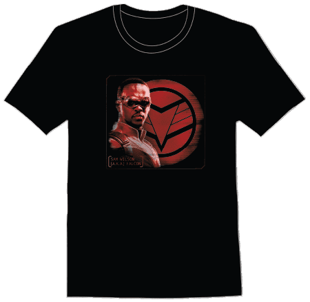 <a href=https://www.hottopic.com/product/marvel-the-falcon-and-the-winter-soldier-falcon-profile-t-shirt/15222291.html>Falcon Profile T-Shirt</a> / Hot Topic