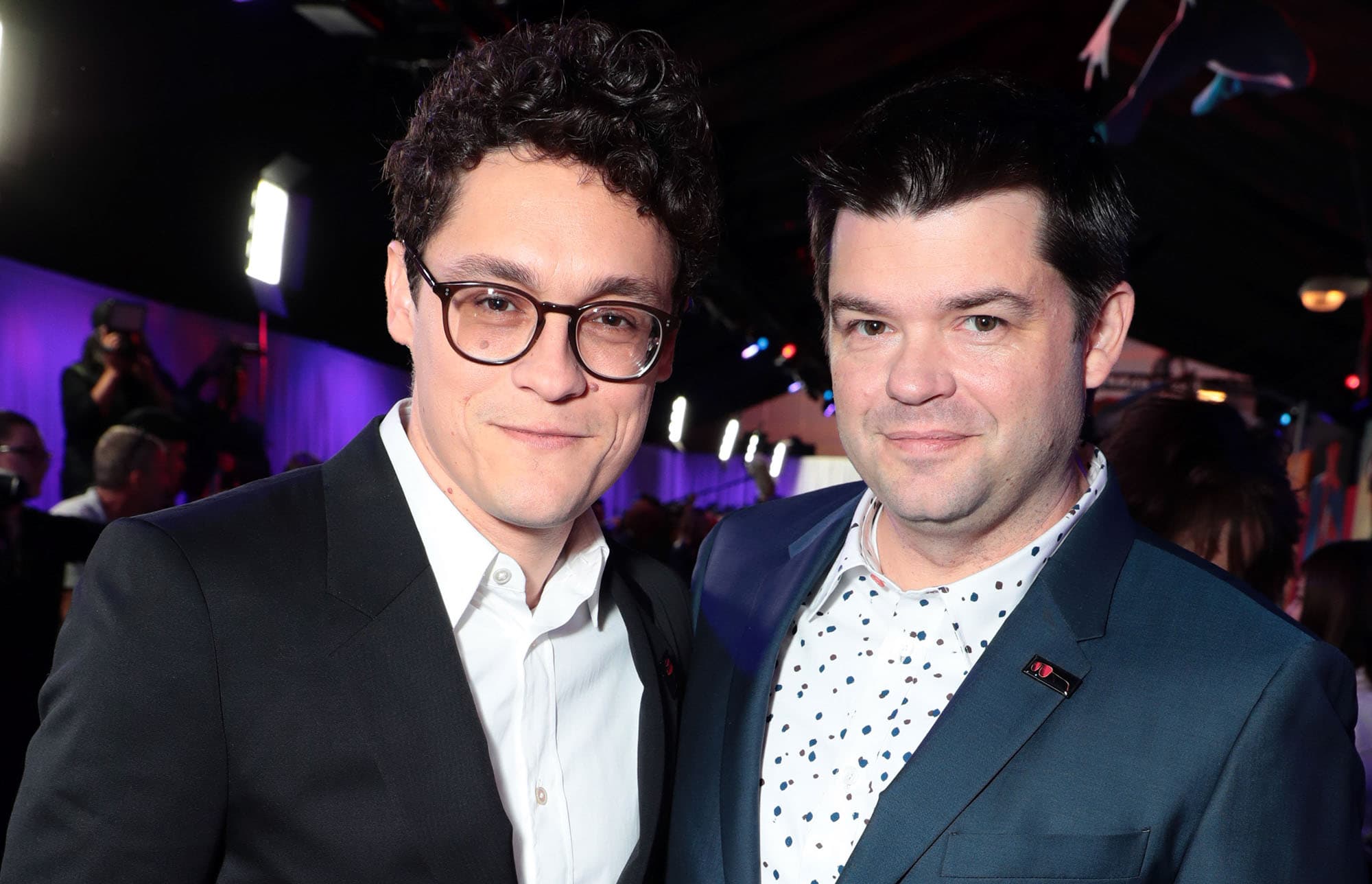 Phil Lord and Christopher Miller at the world premiere of "Spider-Man: Into the Spider-Verse"