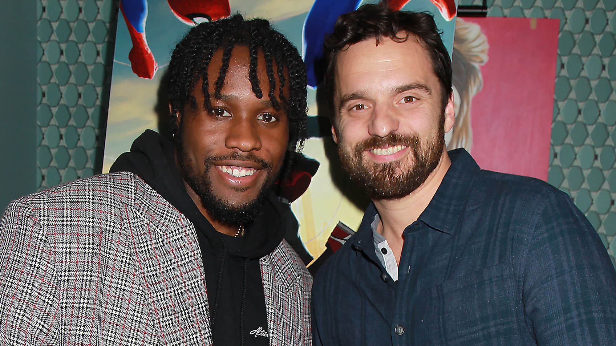 Shameik Moore and Jake Johnson at a recent screening of "Spider-Man: Into the Spider-Verse"