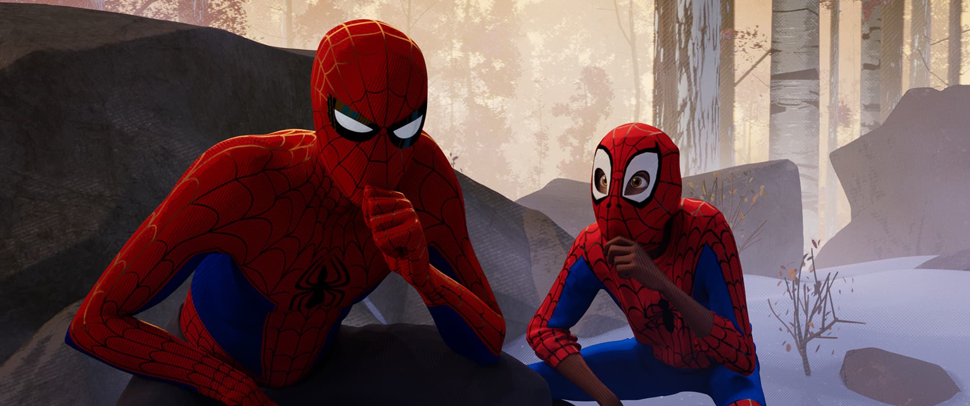 Peter Parker and Miles Morales in Spider-Man: Into the Spider-Verse