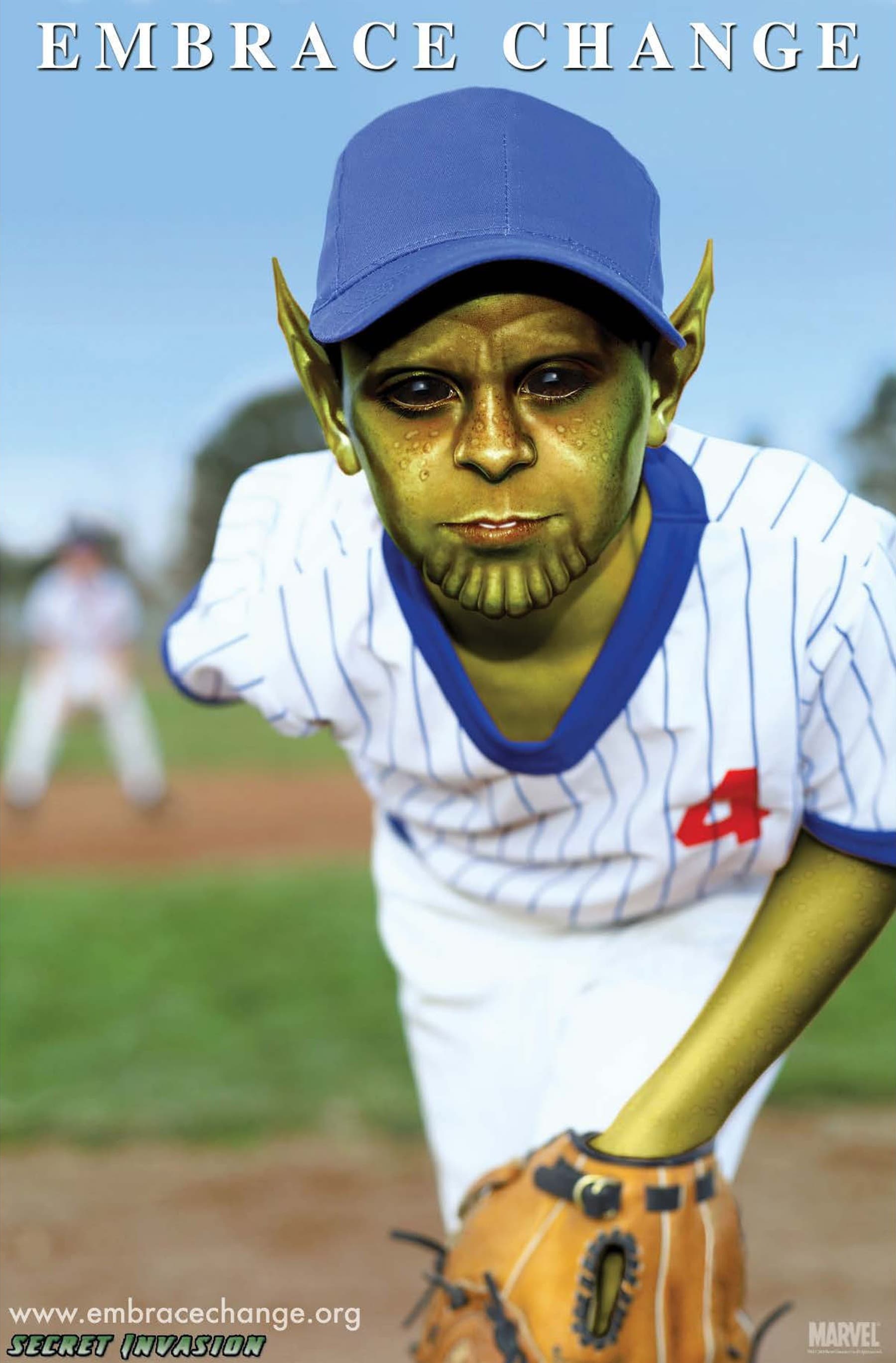 Embrace Change Stock Photo Promotional Image: Skrull Boy Plays Baseball