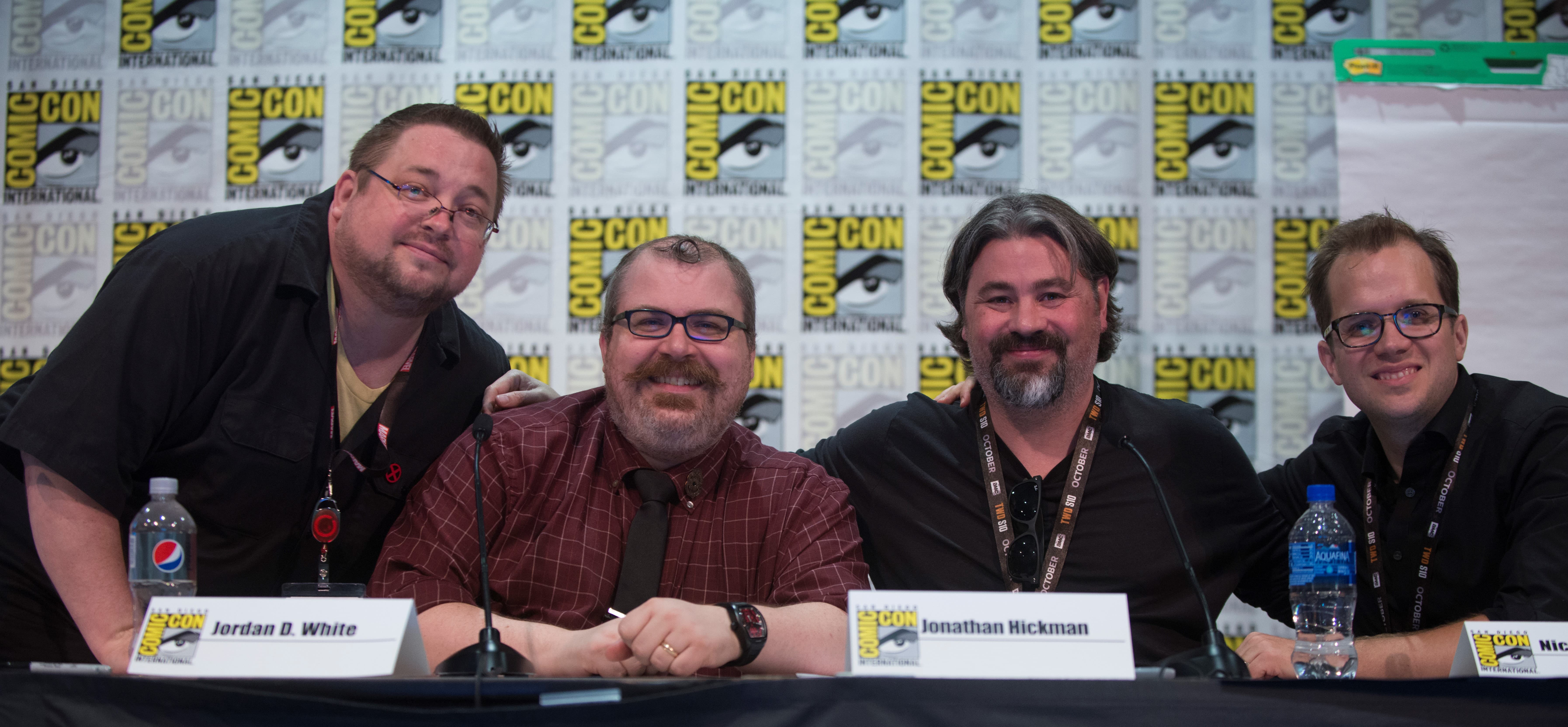 Marvel Comics Next Big Thing panelists CB Cebulski, Jordan D. White, Jonathan Hickman, and Nick Lowe