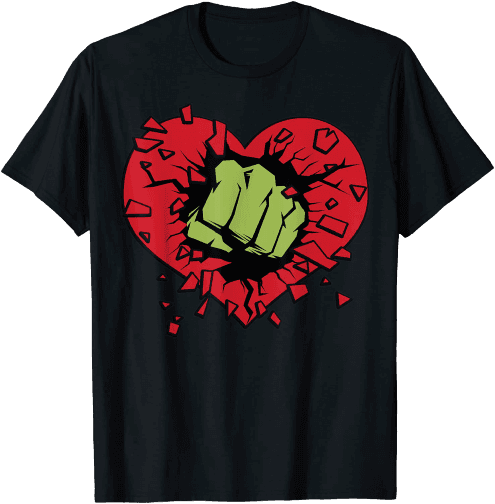 Hulk Smash Heart t-shirt / shop it <a href=https://www.amazon.com/Marvel-Smash-Heart-Valentines-T-Shirt/dp/B07YLG8FPG>here</a>