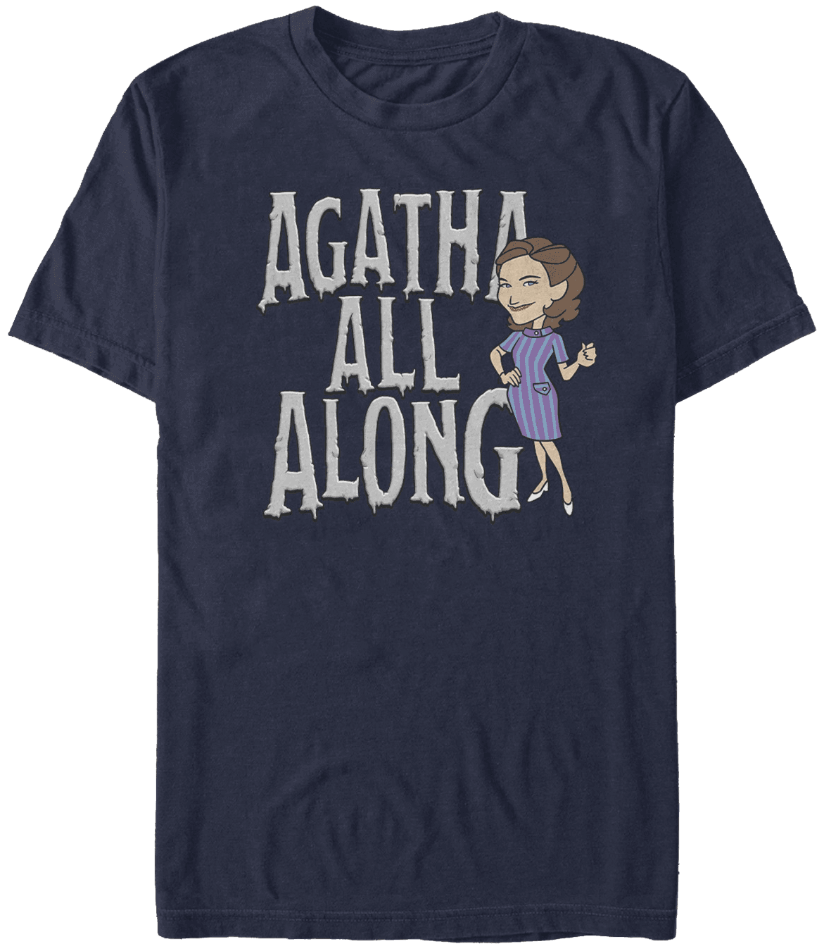 <a href=https://www.hottopic.com/product/marvel-wandavision-agatha-all-along-t-shirt/15270872.html>’Agatha All Along’ T-Shirt</a> / Hot Topic