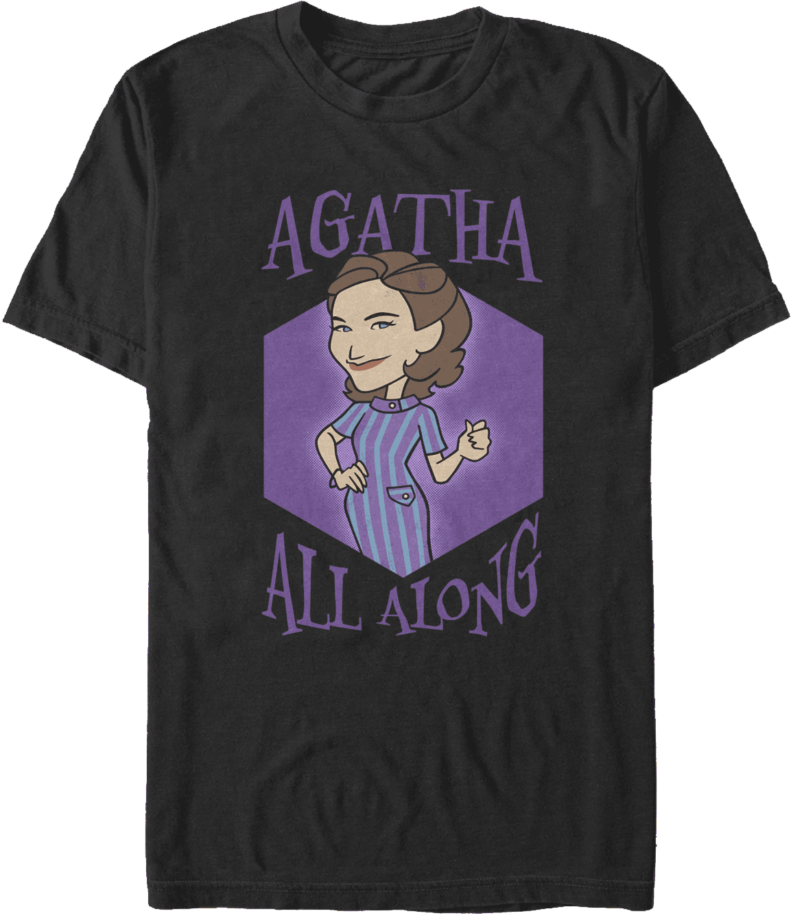 <a href=https://www.amazon.com/dp/B08XMGSLP5>’Agatha All Along’ Purple Portrait T-Shirt </a>/ Amazon