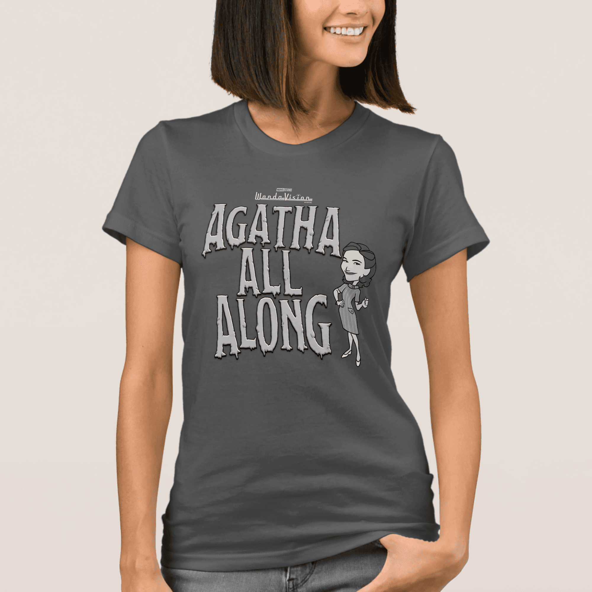 <a href=https://www.zazzle.com/agatha_all_along_t_shirt-235304111472767585>’Agatha All Along’ Womens T-Shirt</a> / Zazzle