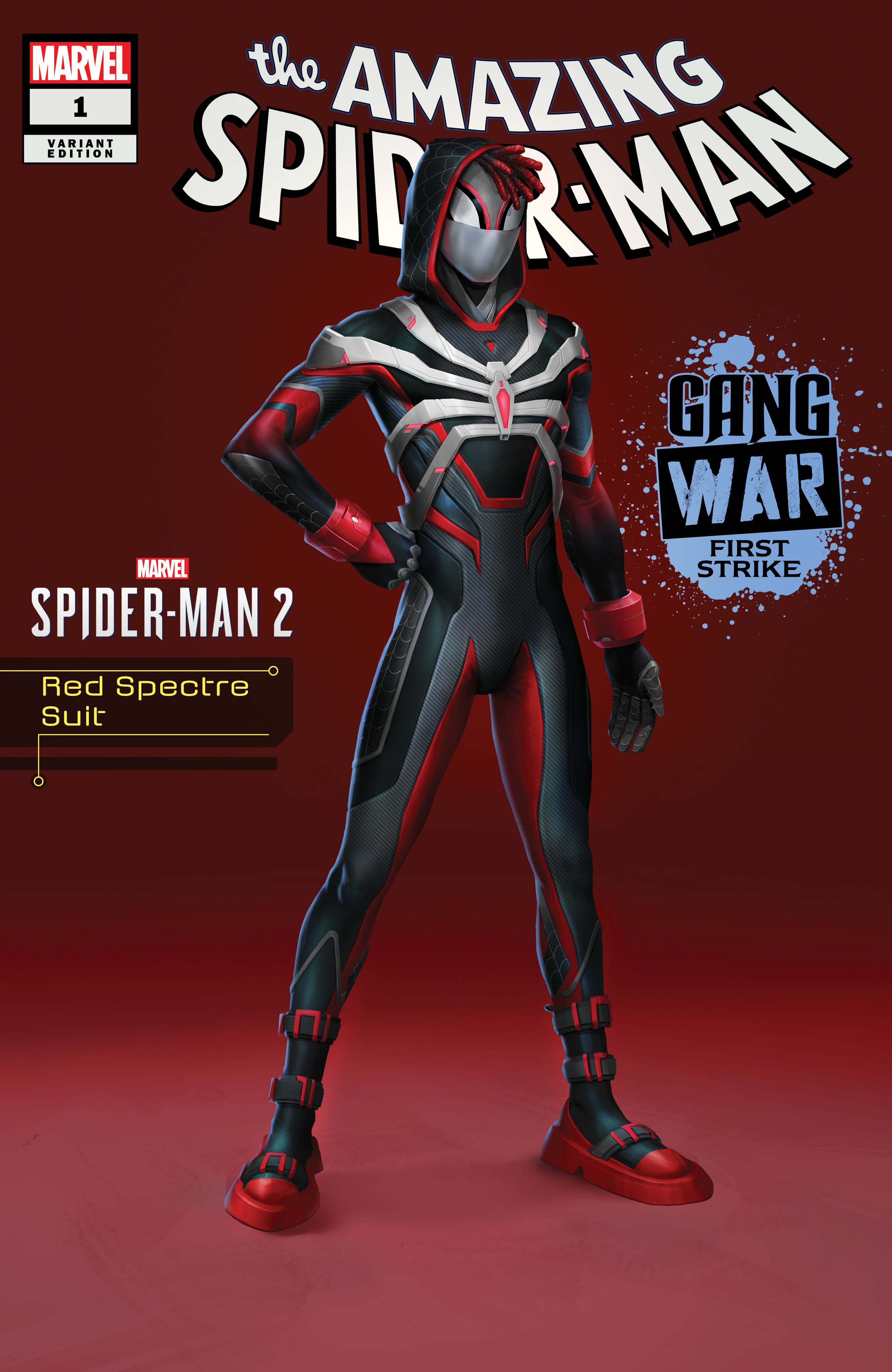 AMAZING SPIDER-MAN: GANG WAR FIRST STRIKE #1 Red Spectre Suit Marvel’s Spider-Man 2 Variant Cover by Sweeney Boo