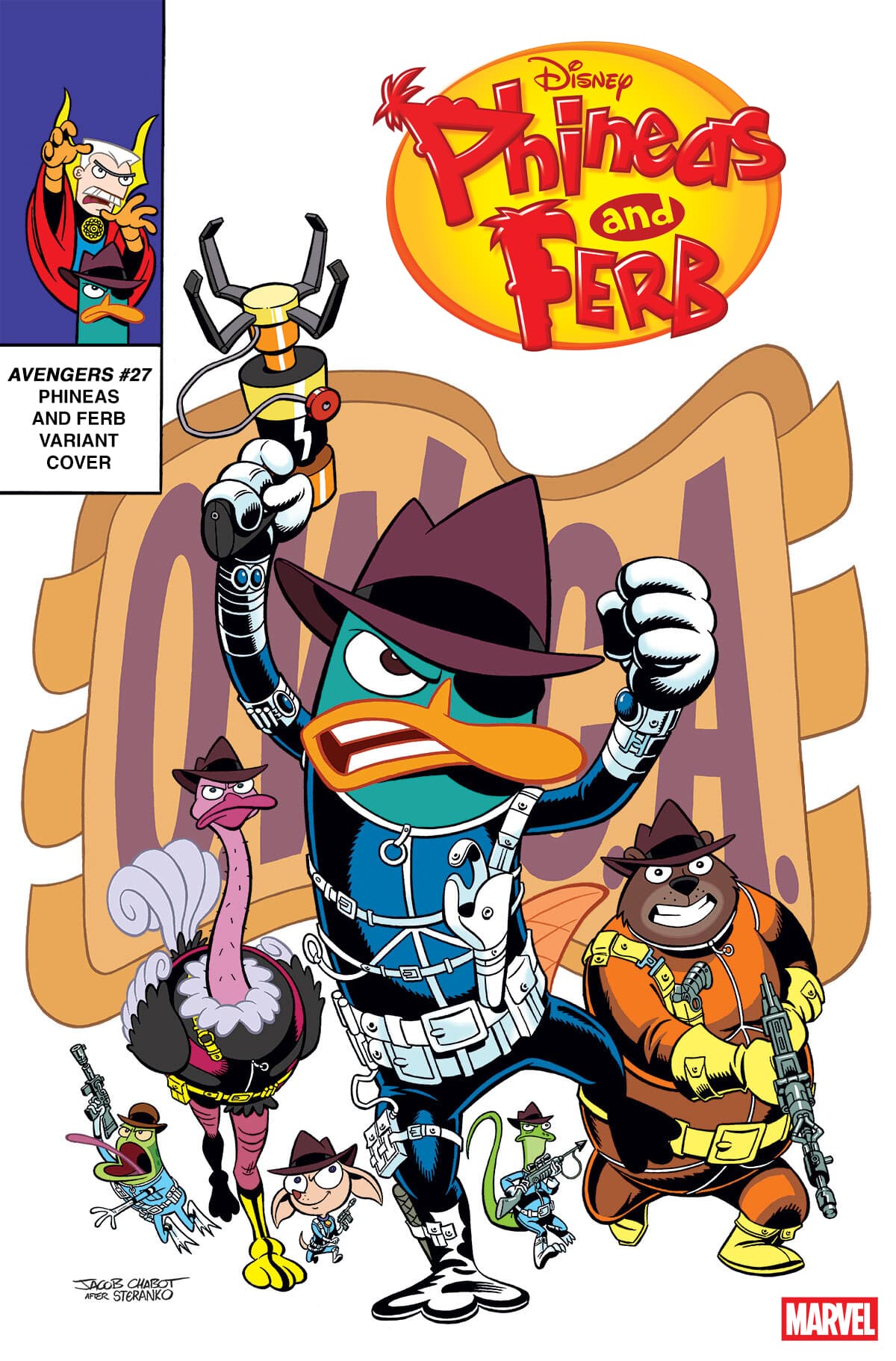 AVENGERS #27 PHINEAS AND FERB VARIANT COVER by JACOB CHABOT