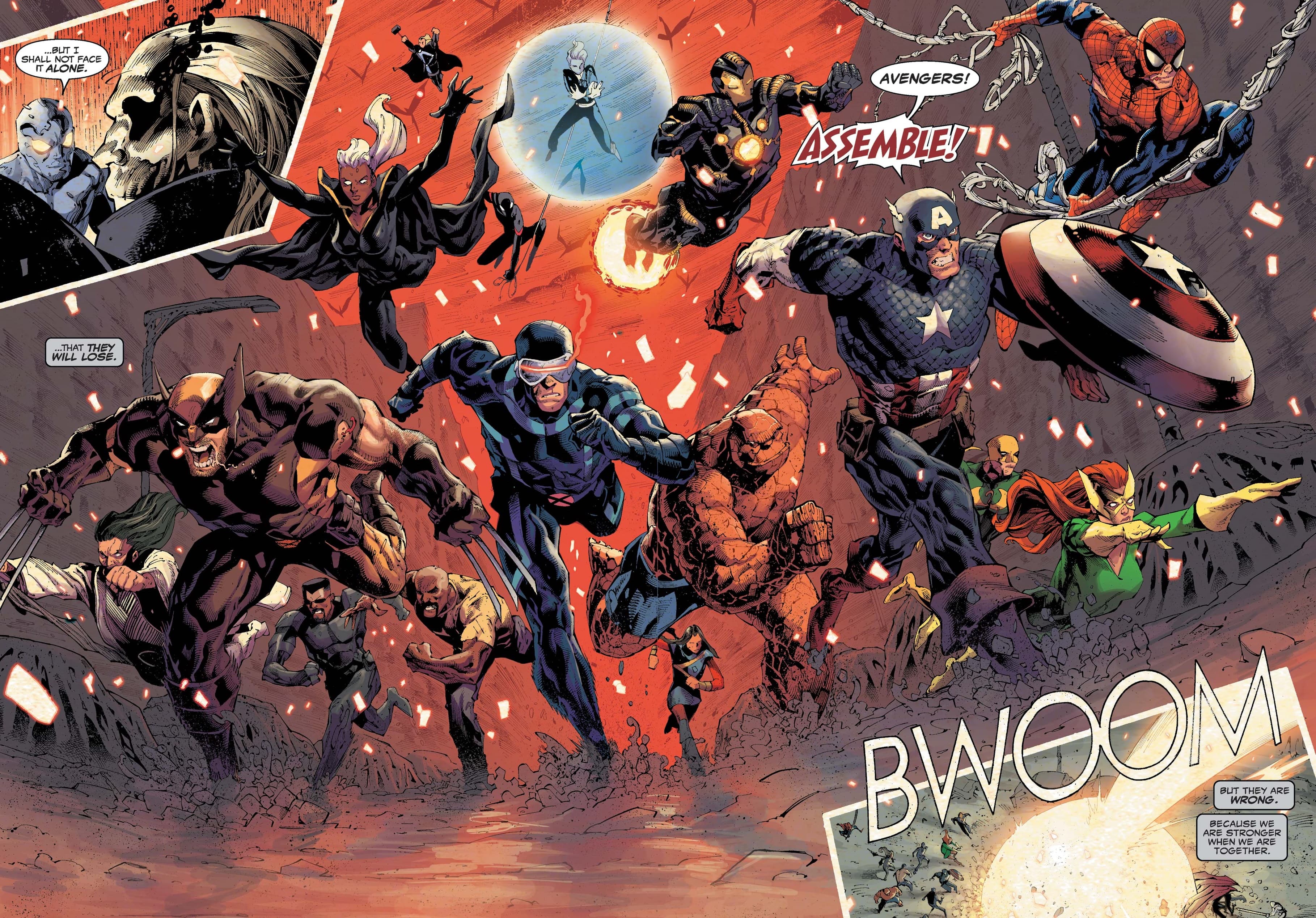 Avengers and X-Men face Knull head-on.