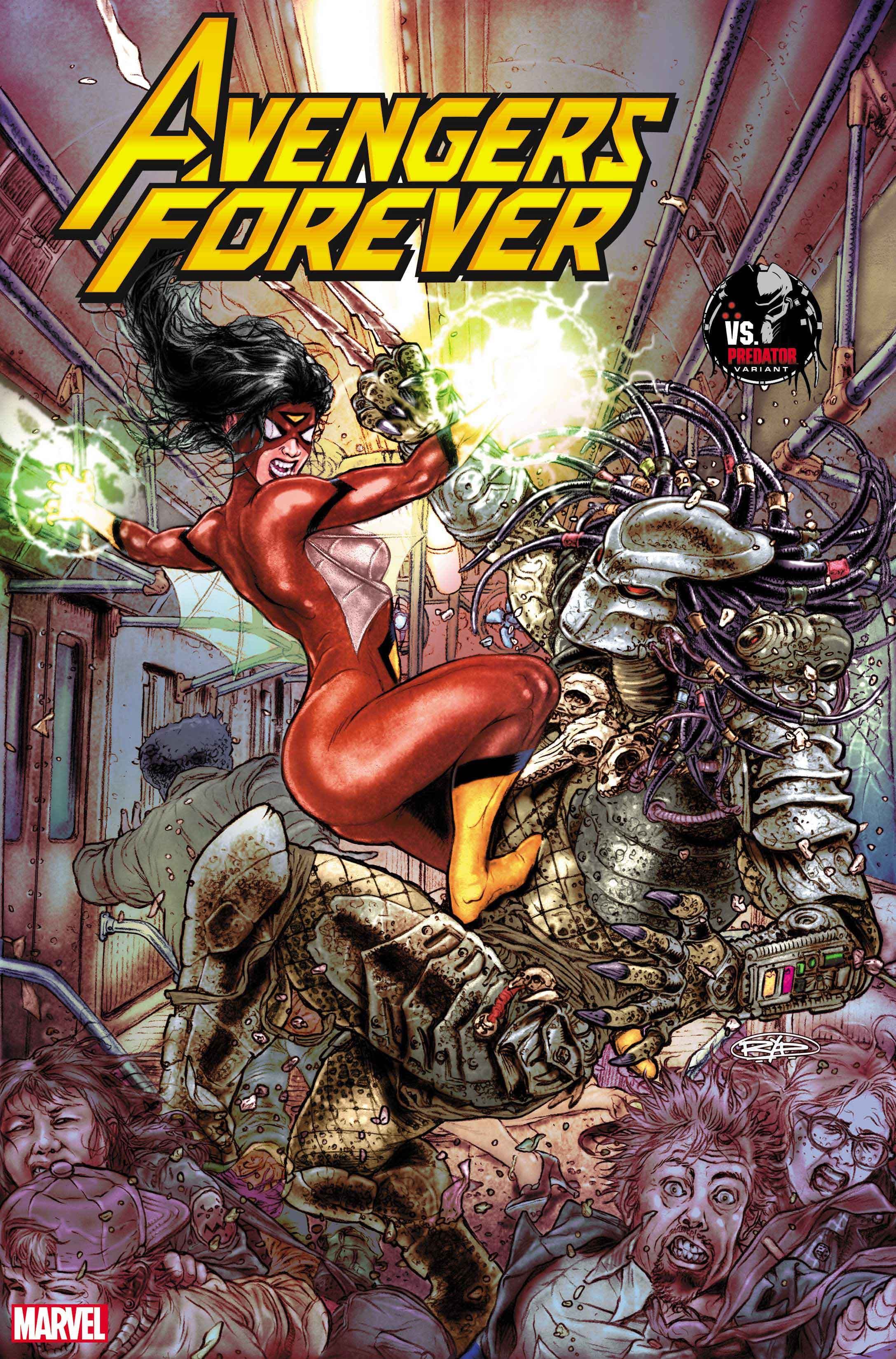 AVENGERS FOREVER #8 PREDATOR VARIANT COVER by JUAN JOSE RYP, On Sale in August