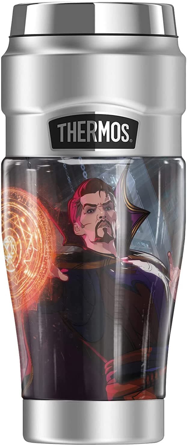 Doctor Strange Supreme Stainless Steel Travel Tumbler, Vacuum insulated & Double Wall, 16oz / shop it <a href=https://www.amazon.com/Strange-THERMOS-STAINLESS-Stainless-insulated/dp/B09BZVZ7NS>here</a>