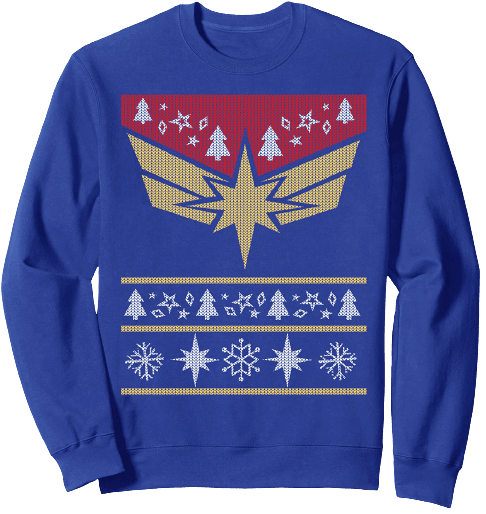 Buy it <a href=https://www.amazon.com/Marvel-Captain-Danvers-Holiday-Sweatshirt/dp/B08M57DFJC>here</a>