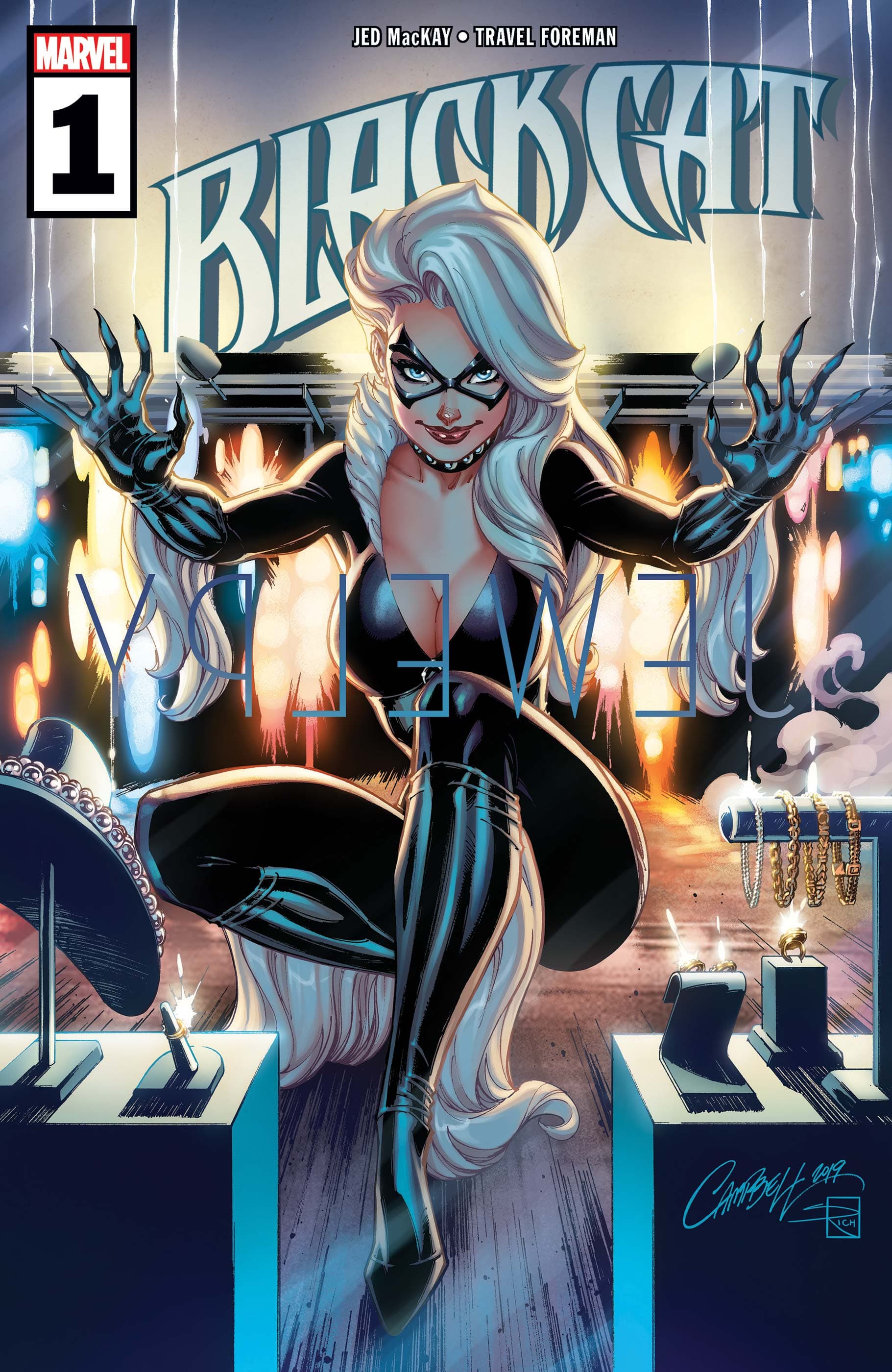 BLACK CAT (2019) #1 cover by J. Scott Campbell and Clayton Crain