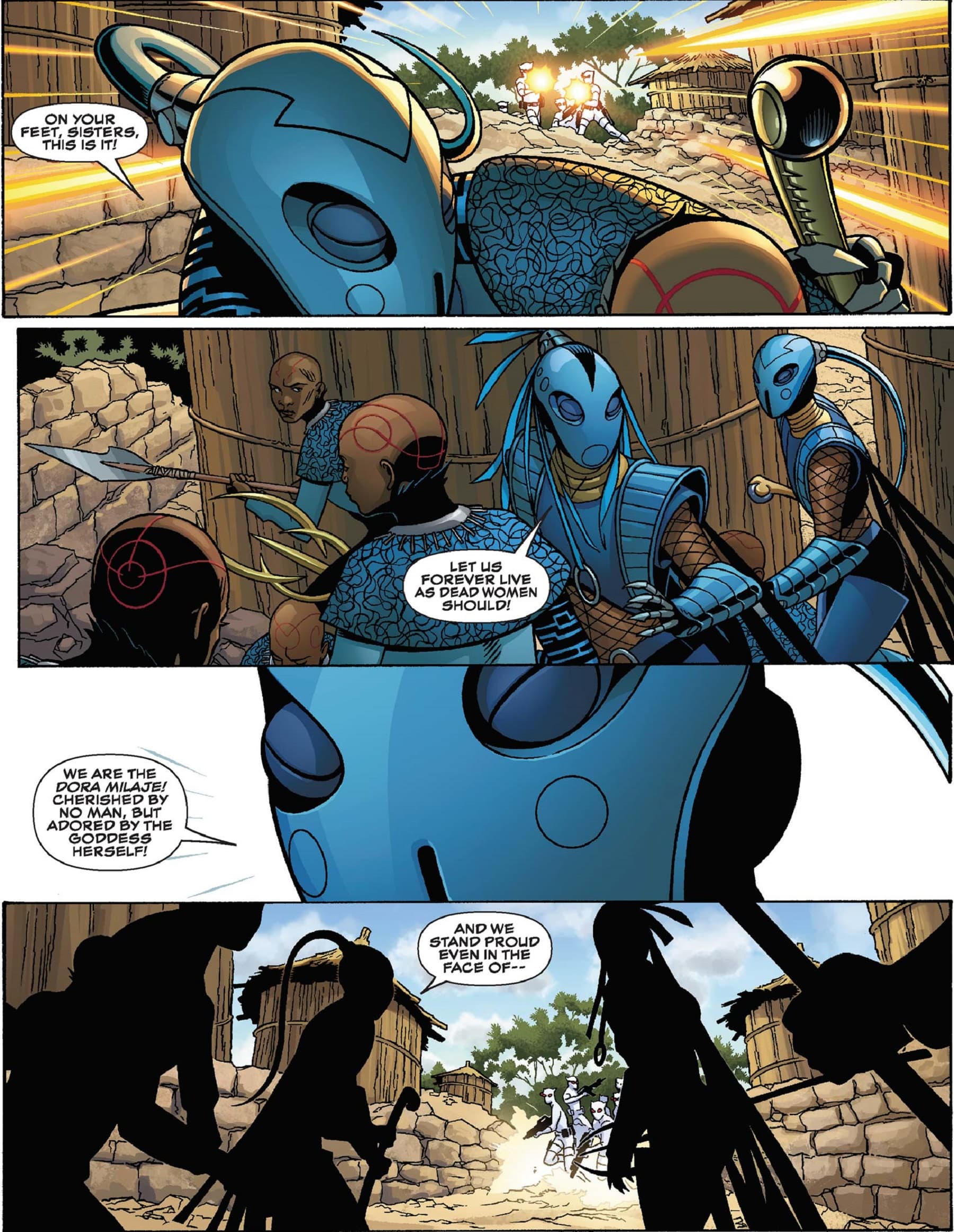 The Midnight Angels take action in BLACK PANTHER (2016) #6.