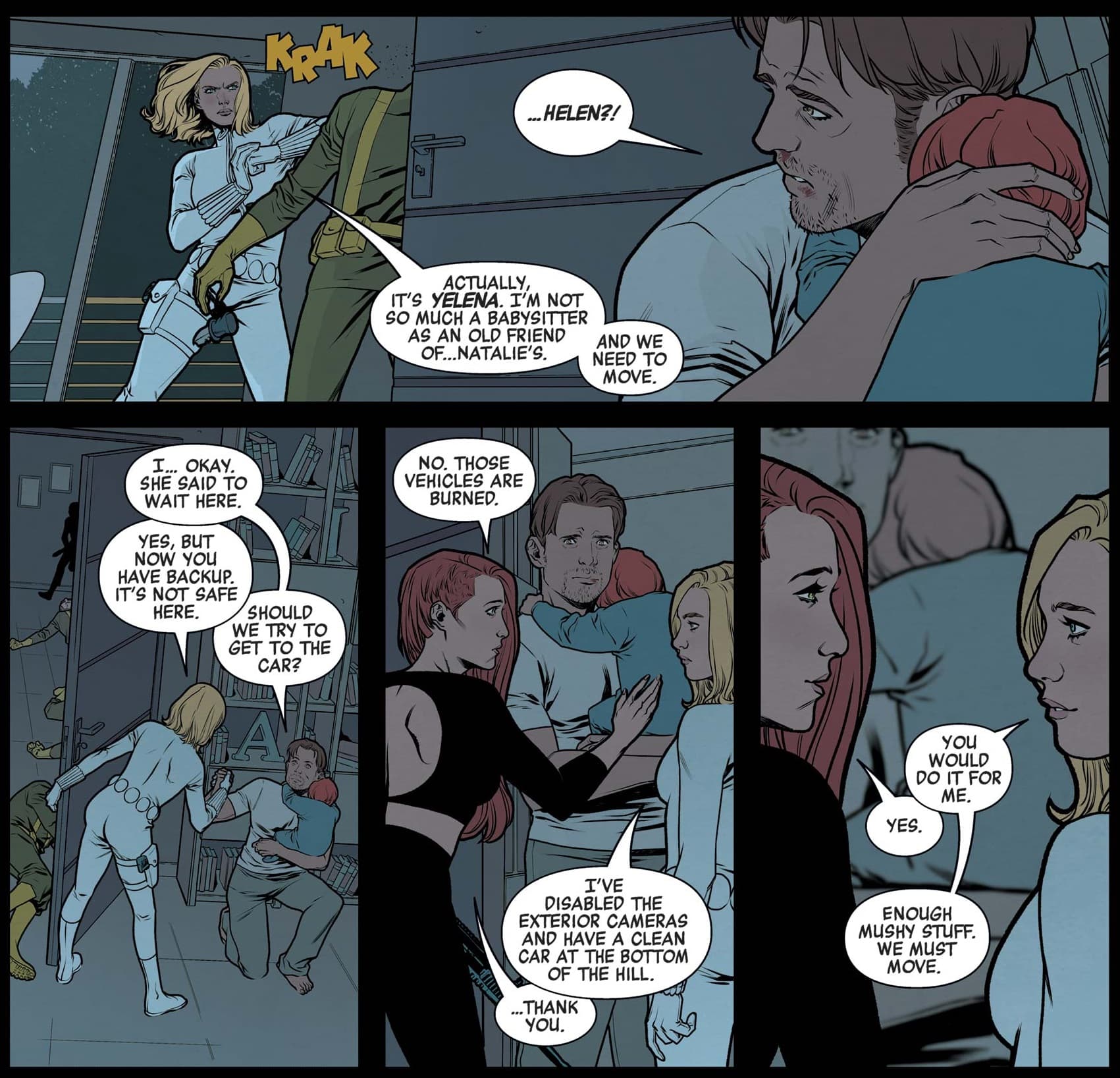 "Helen," AKA Yelena, rescues Natasha and her "family."