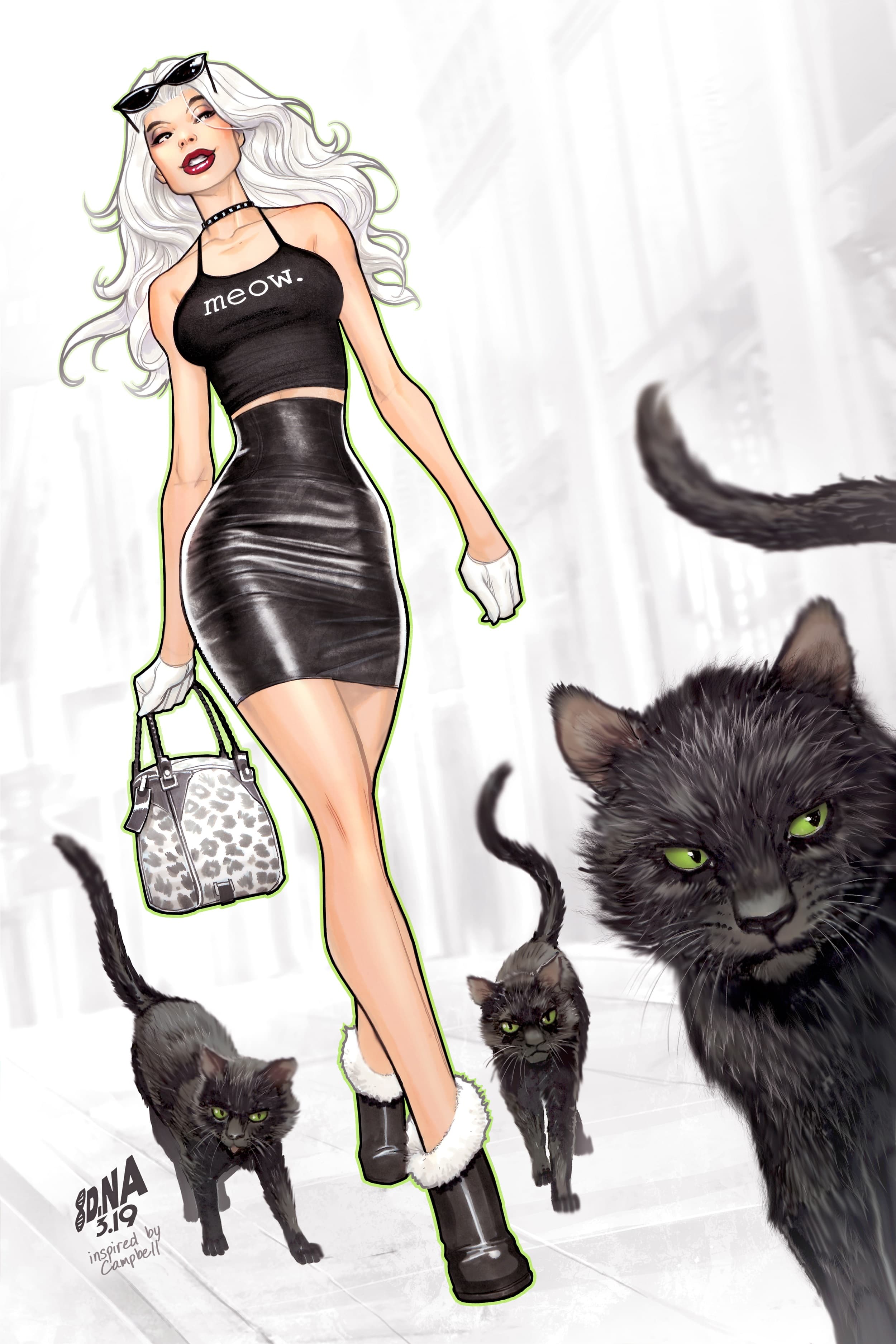 BLACK CAT #1 variant art by David Nakayama