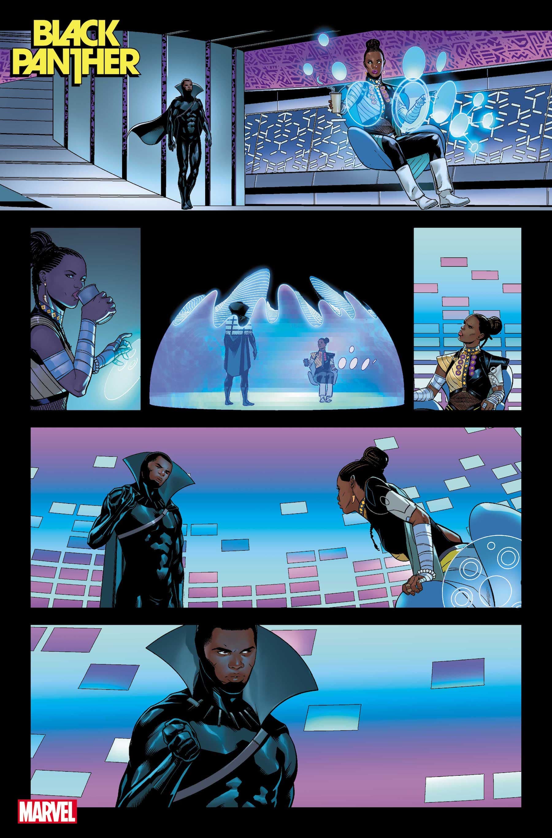 BLACK PANTHER #1 preview art by Juann Cabal with colors by Federico Blee