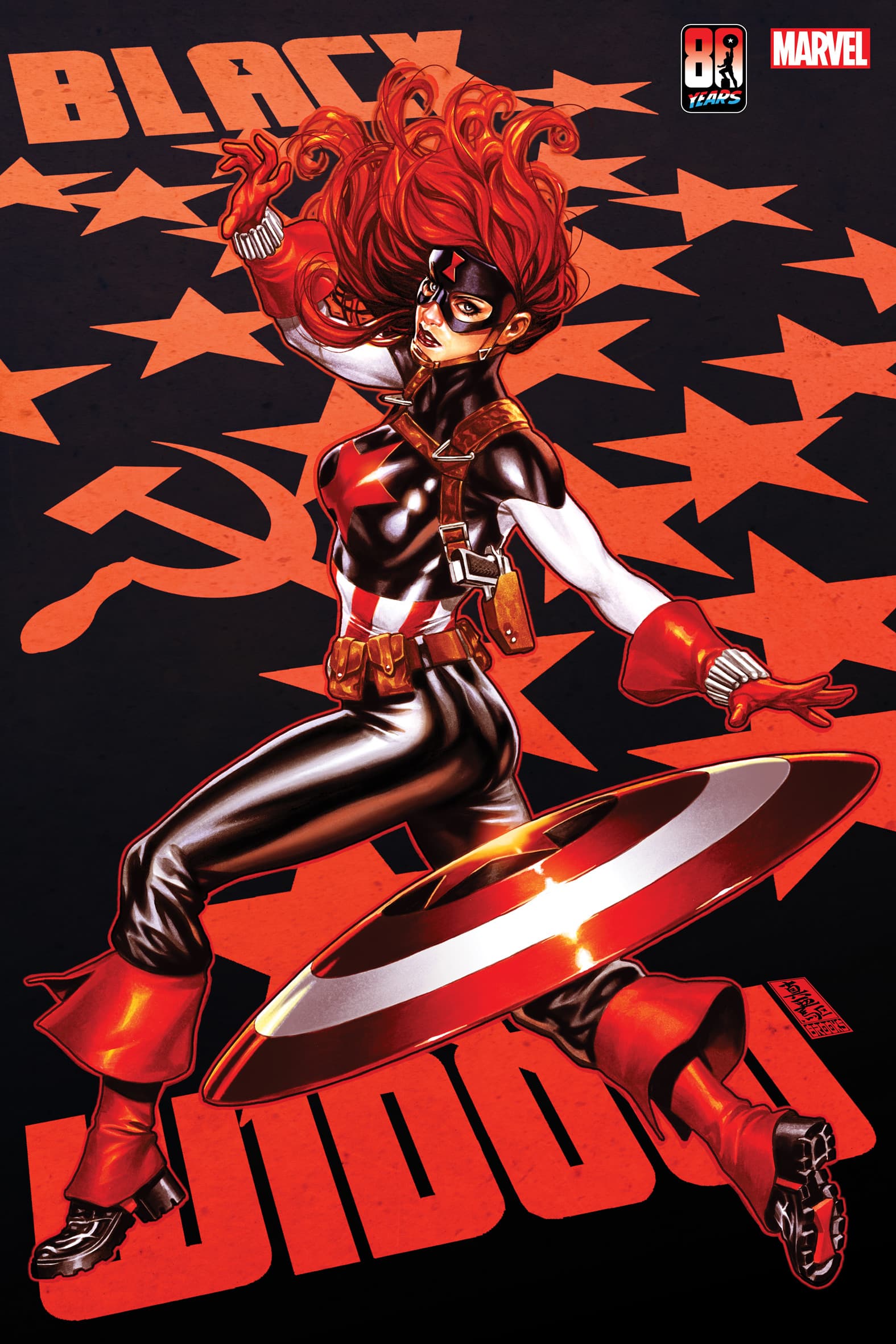 BLACK WIDOW #9 CAPTAIN AMERICA 80TH VARIANT COVER by MARK BROOKS