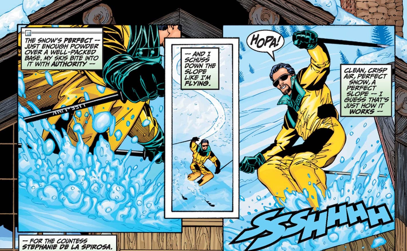 Tony Stark skiing