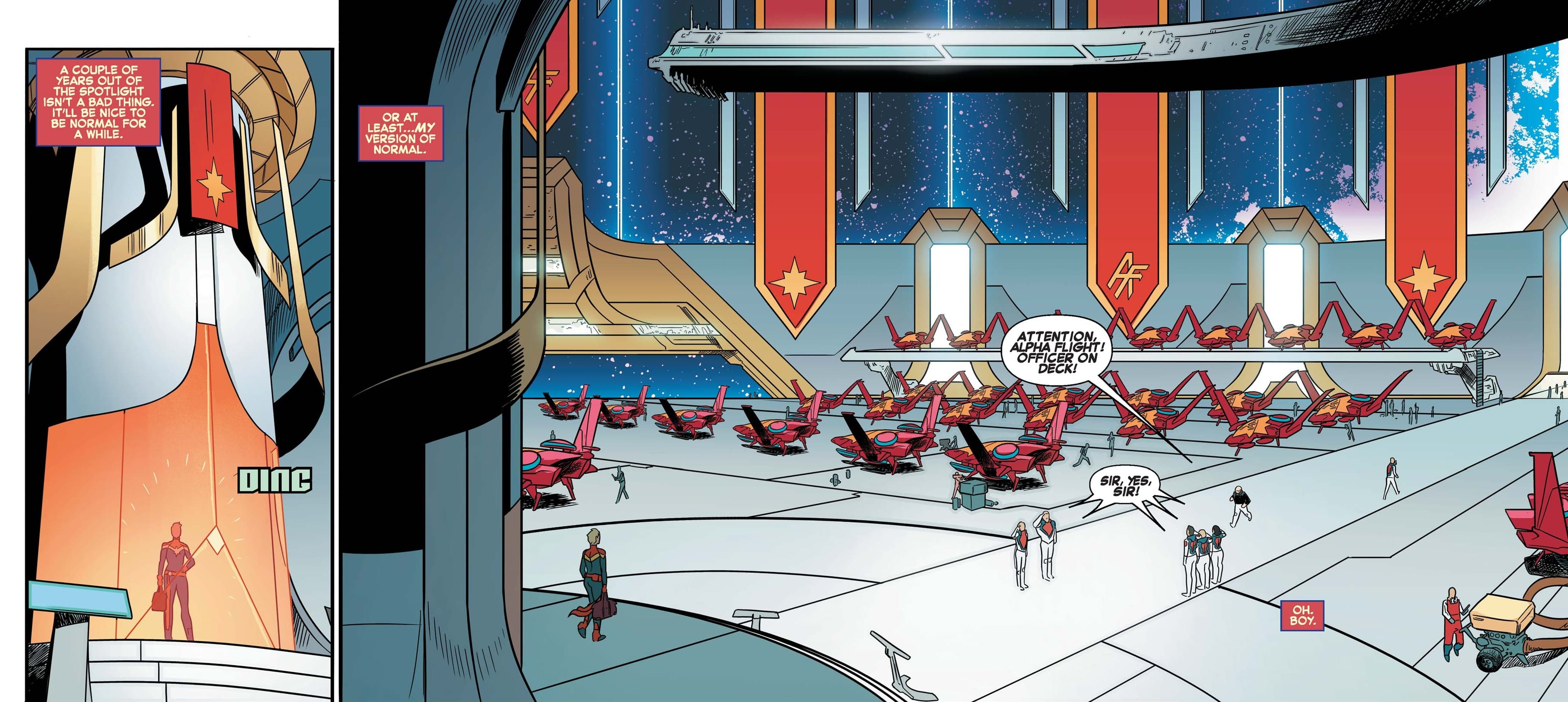 Carol Danvers leads Alpha Flight in CAPTAIN MARVEL (2016) #1.