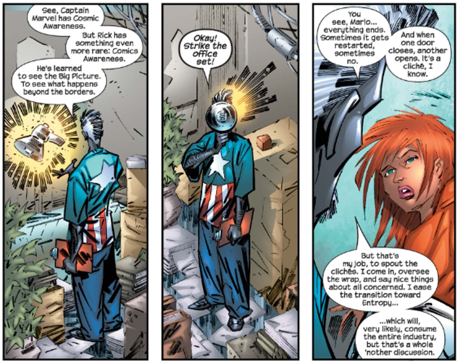 CAPTAIN MARVEL (2002) #25 panel by Peter David and Keith Giffen