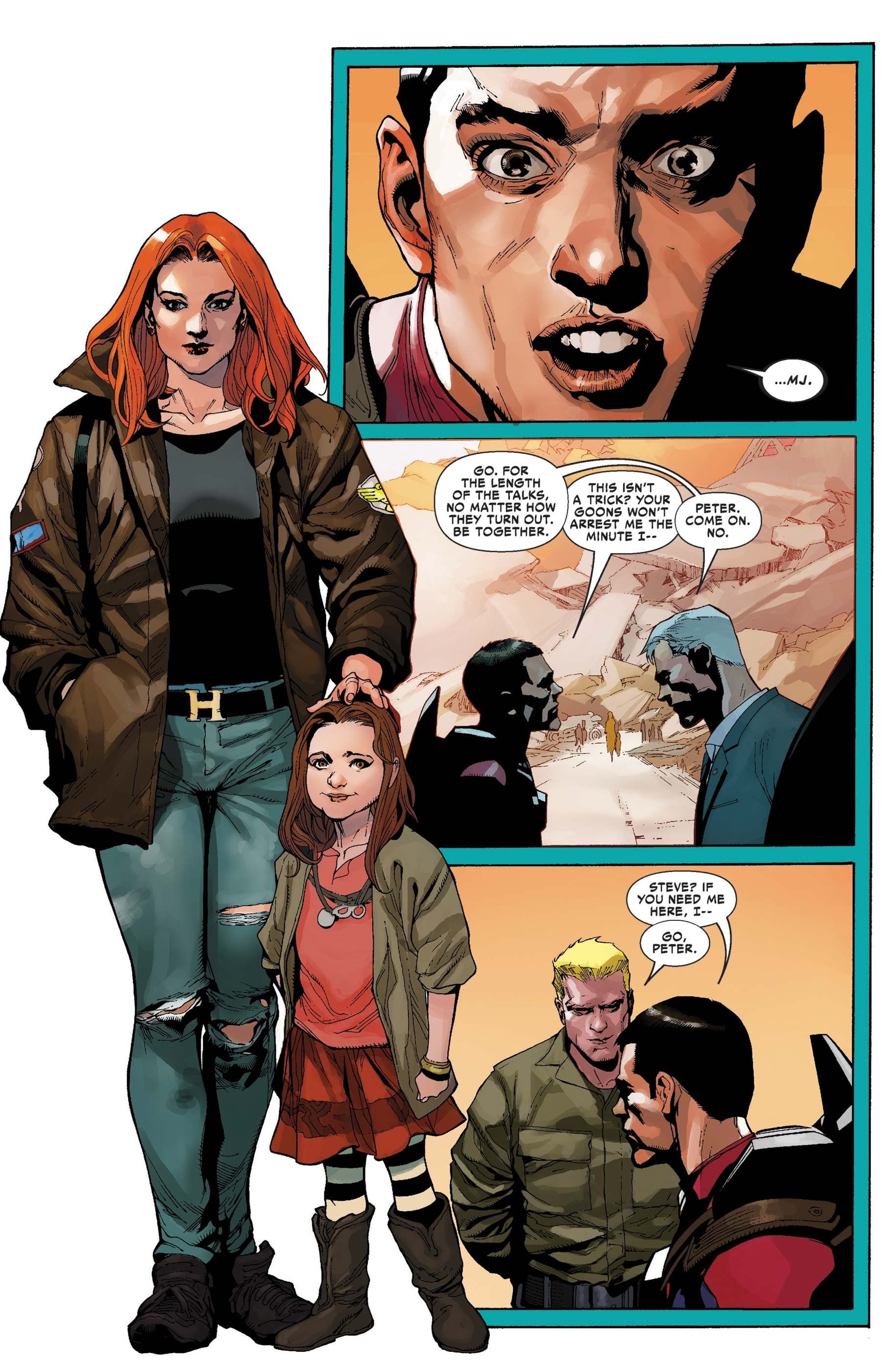 Peter Parker reunites with Mary Jane and Maybelle in CIVIL WAR (2015) #1