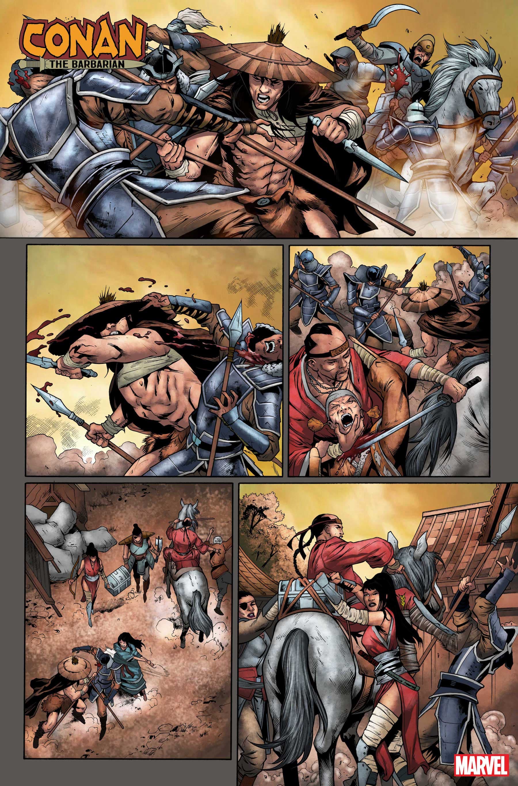 CONAN THE BARBARIAN #20 pencils by Cory Smith, inks by Roberto Poggi, and colors by Israel Silva