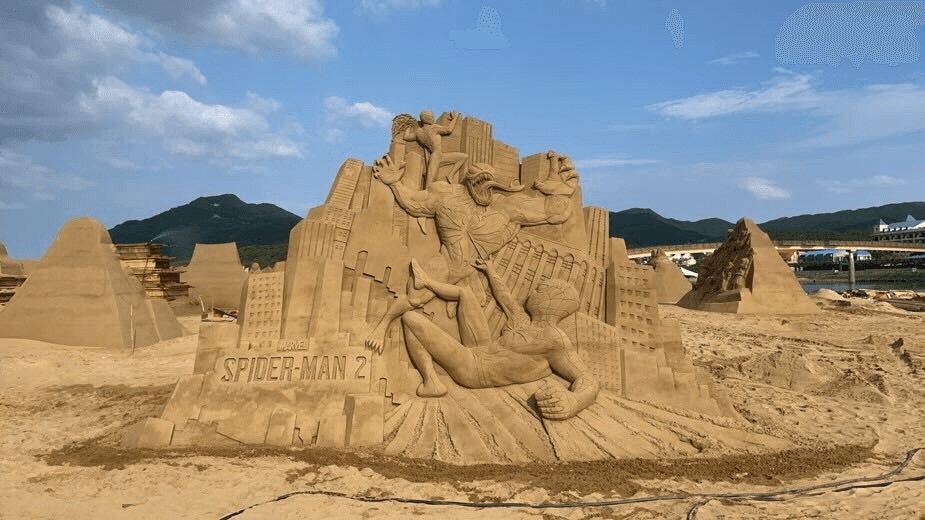 Marvel's Spider-Man 2 Comes to Life in Giant Sand Sculpture in Taiwan