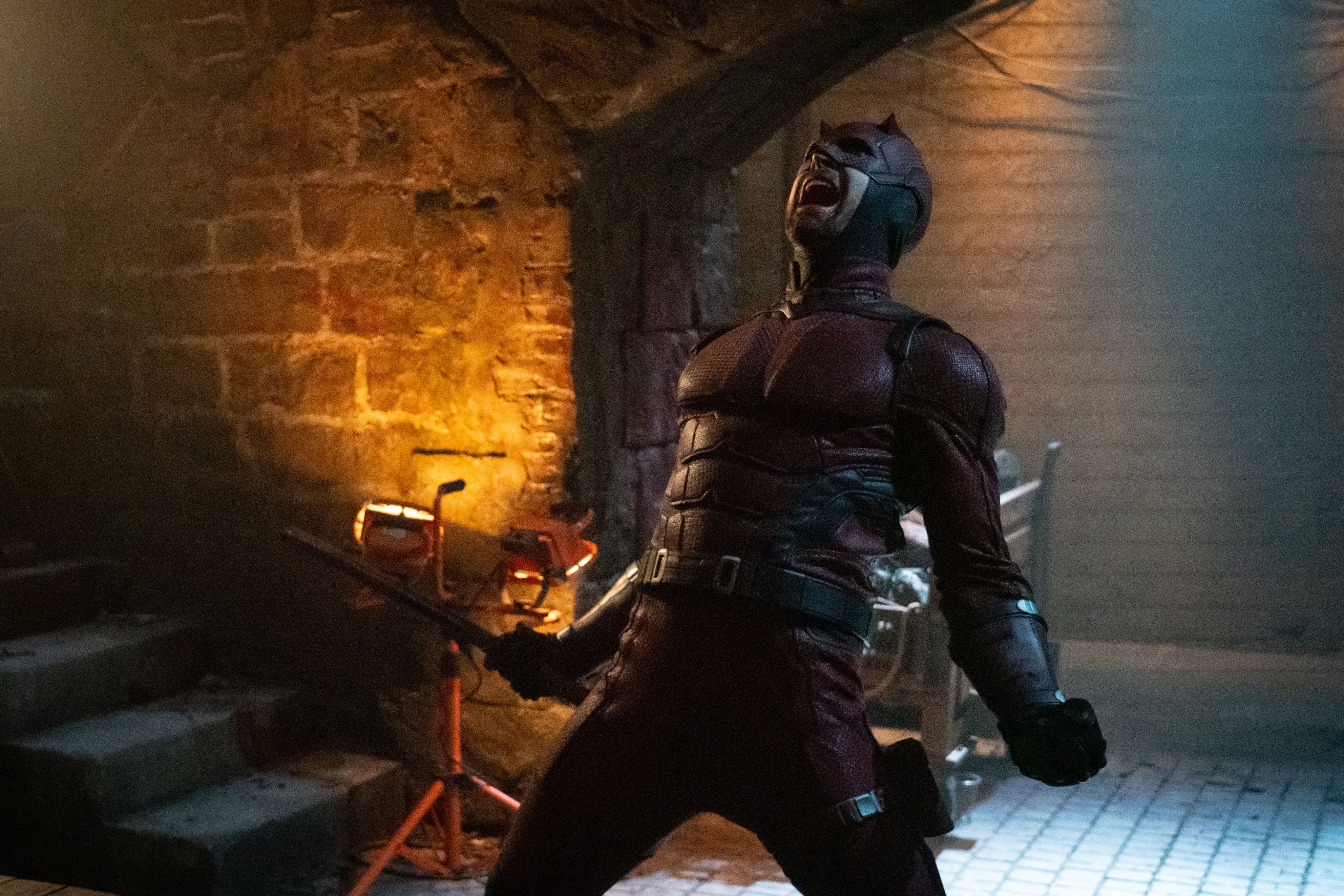 'Daredevil: Born Again' still of Daredevil yelling