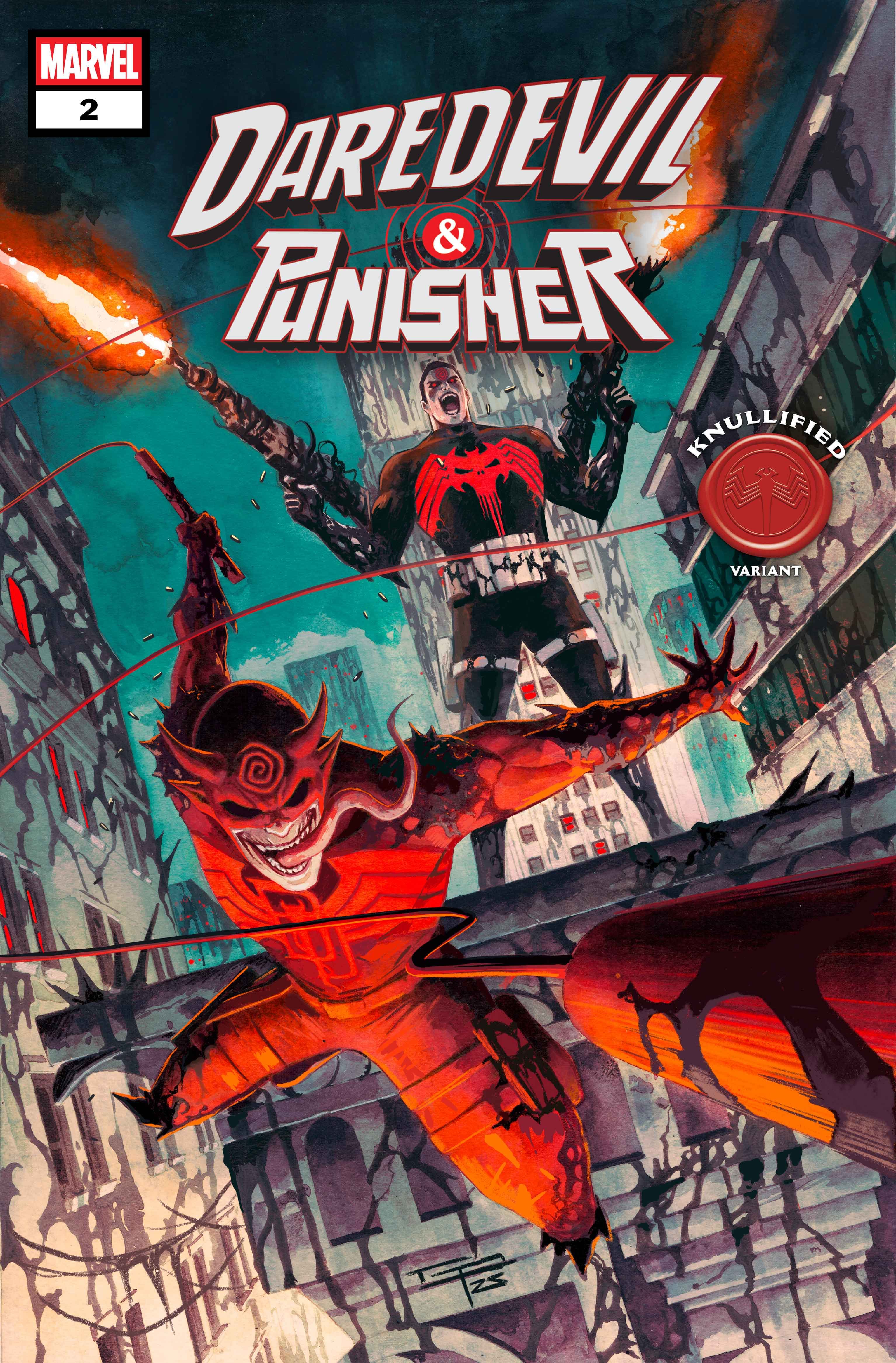 DAREDEVIL/PUNISHER: THE DEVIL'S TRIGGER #2 Knullified Variant Cover by GERMAN PERALTA