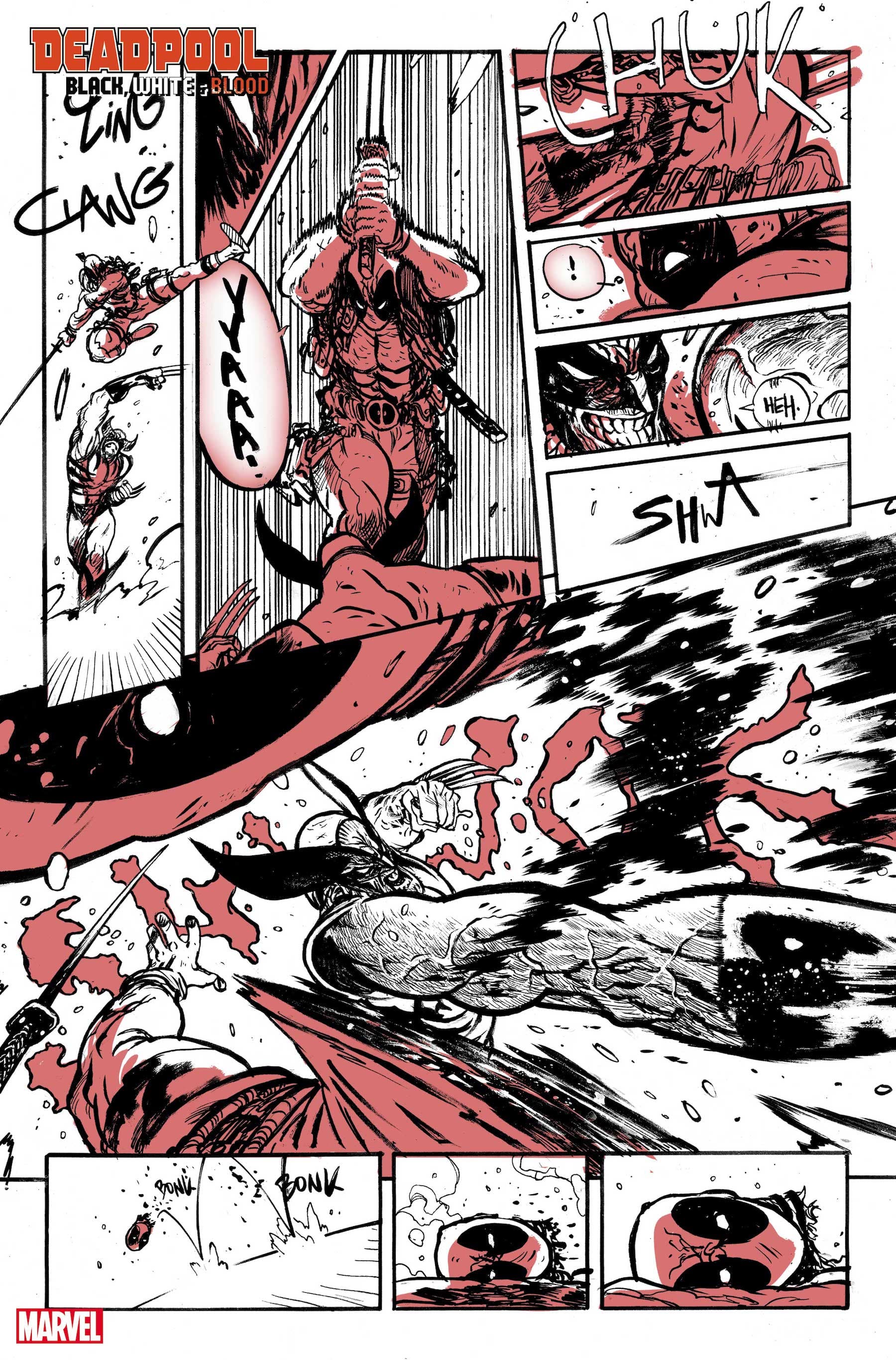 DEADPOOL: BLACK, WHITE & BLOOD #2 preview art by Daniel Warren Johnson