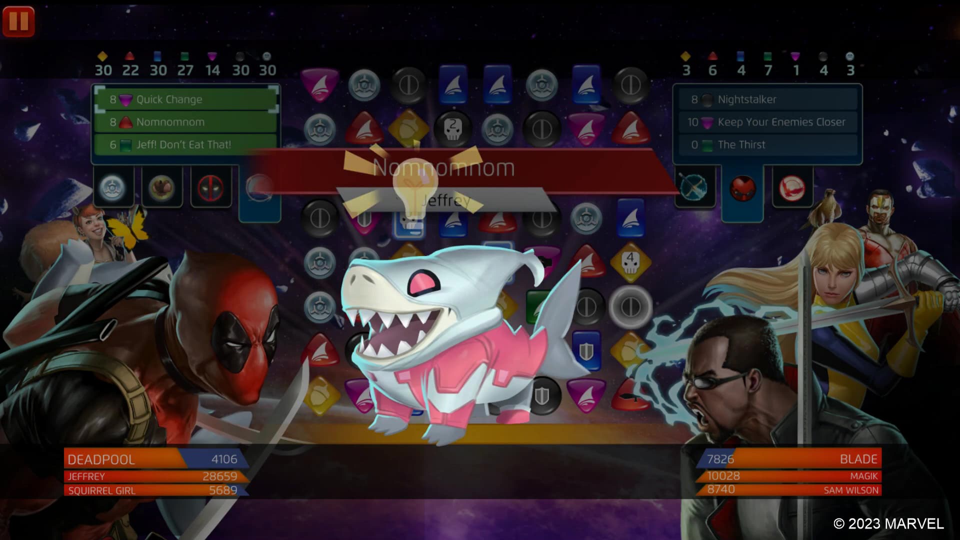 Jeffrey (Land Shark) uses Quick Change in MARVEL Puzzle Quest
