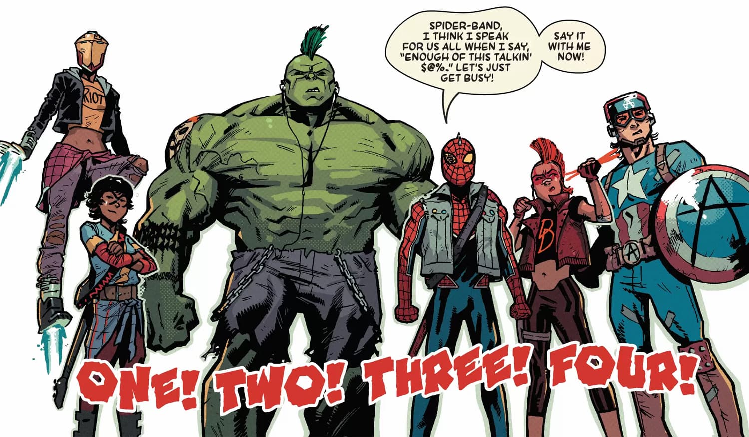 SPIDER-PUNK (2022) #4 artwork by Justin Mason and Jim Charalampidis