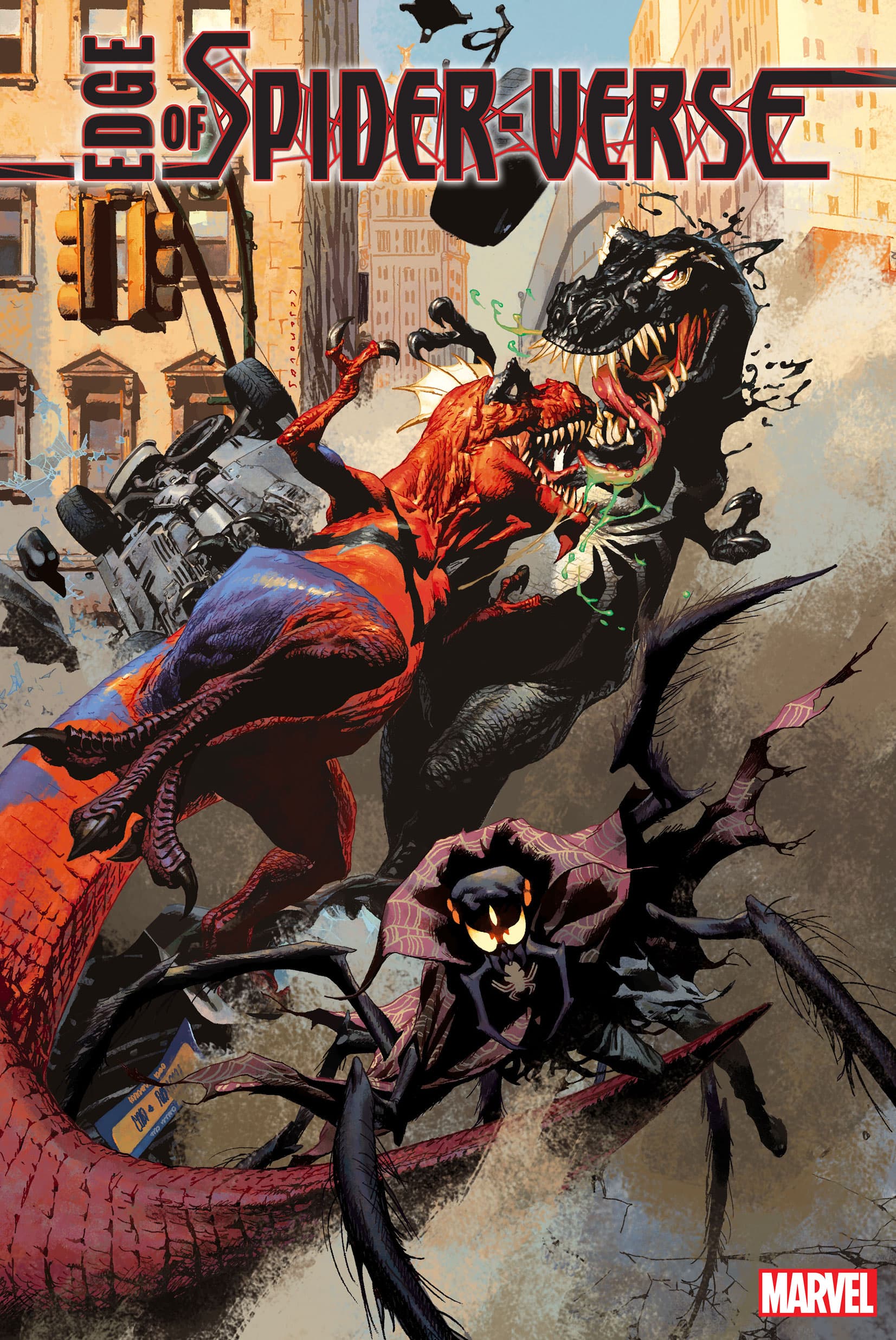 Spider-Rex, Venomsaurus, and Spider-Killer. Cover by Josemaria Casanovas
