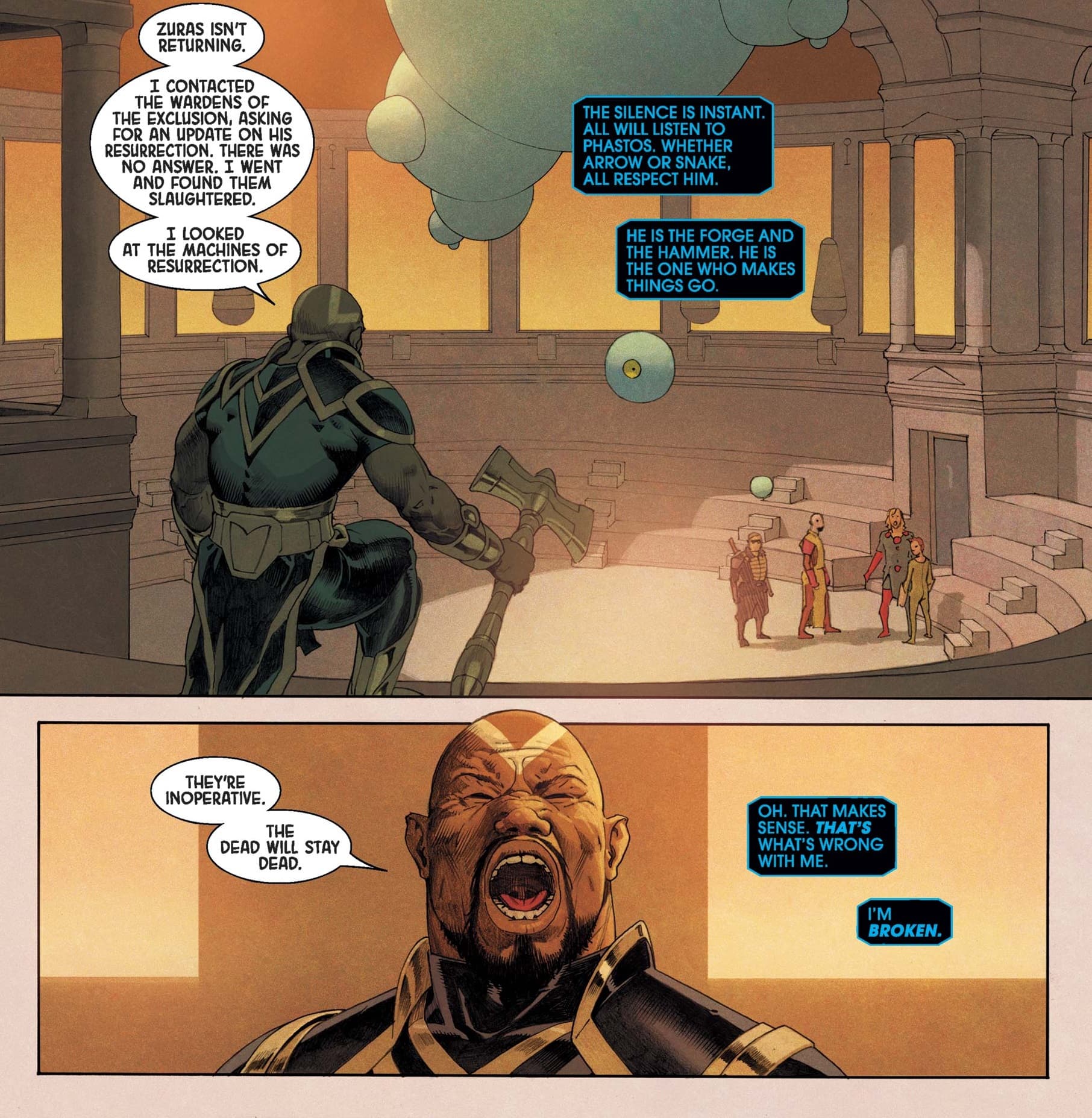 Phastos declares Zuras' death.