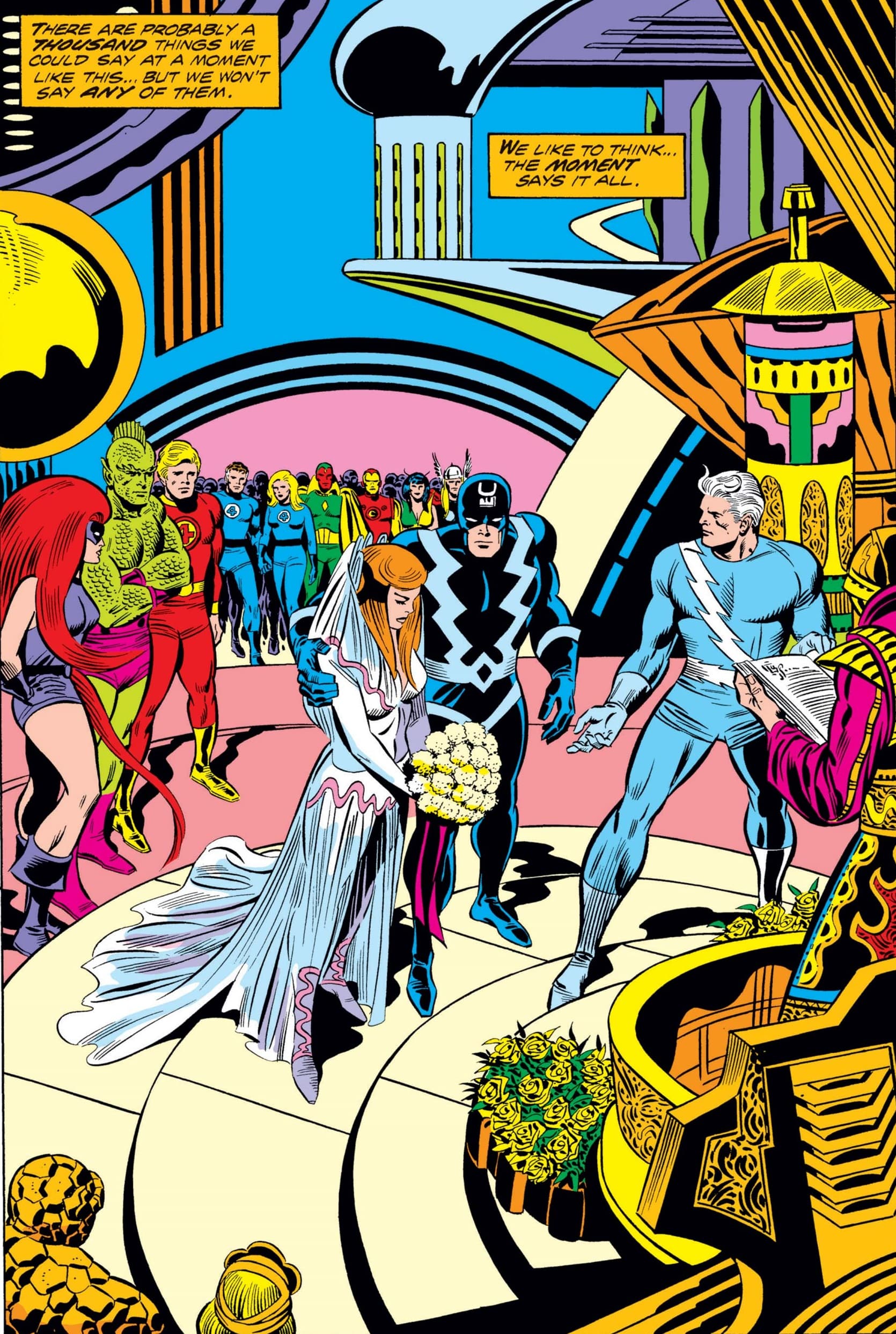The wedding of Quicksilver and Crystal in FANTASTIC FOUR (1961) #150.
