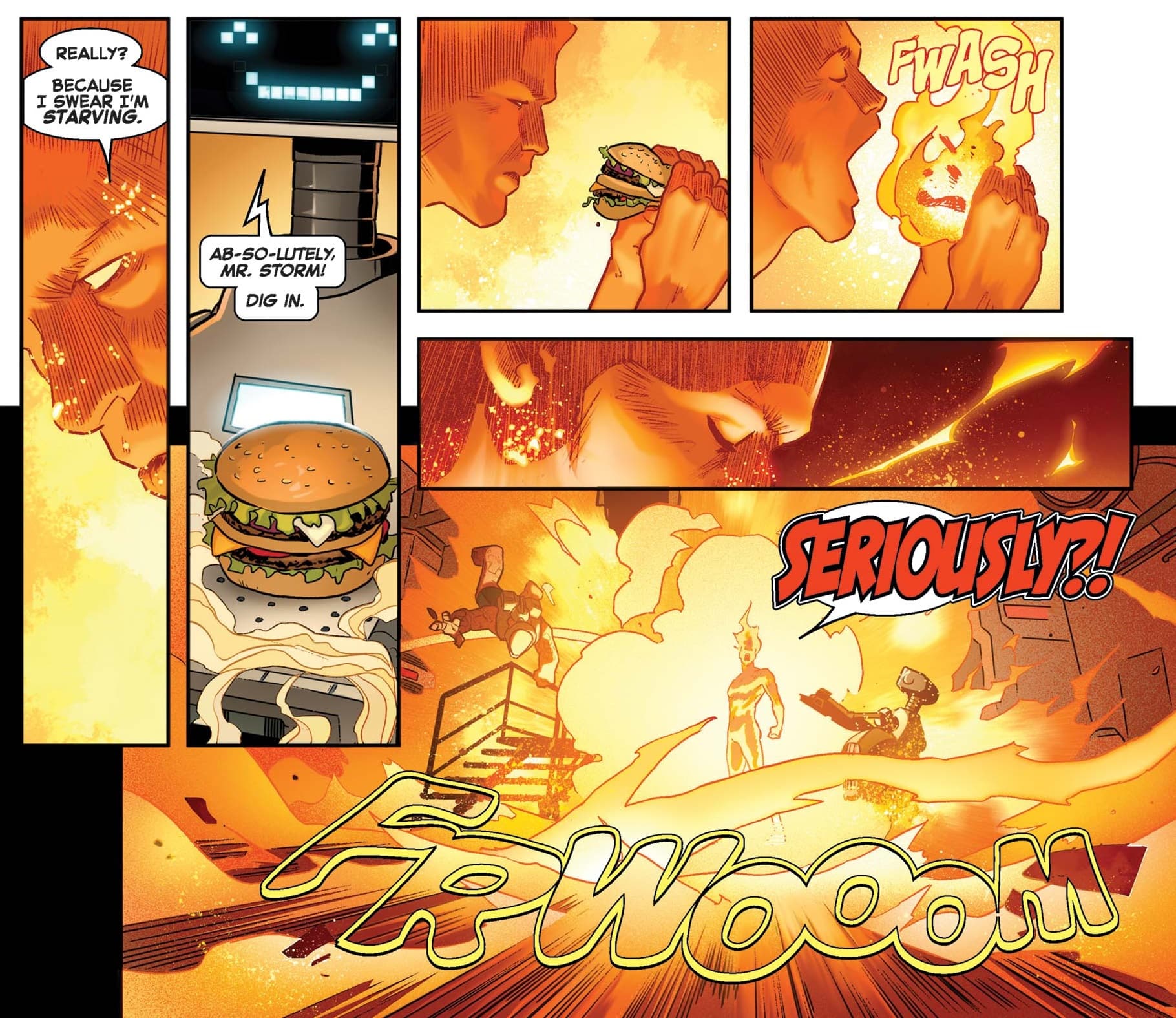 Johnny’s hotheaded powers in FANTASTIC FOUR (2018) #36.