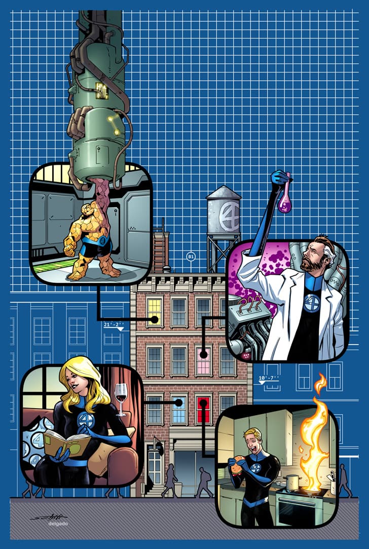 FANTASTIC FOUR #4 variant cover by Valerio Schiti