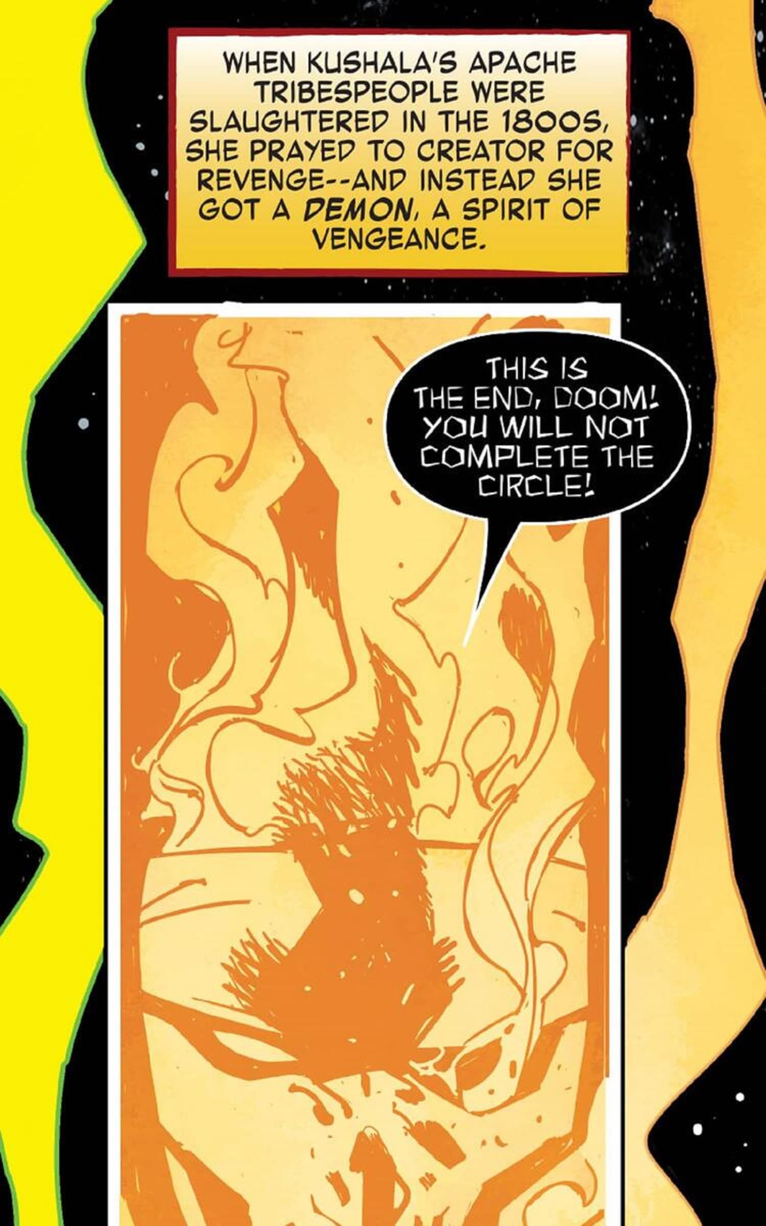 Preview pages from GHOST RIDER: KUSHALA INFINITY COMIC #1.