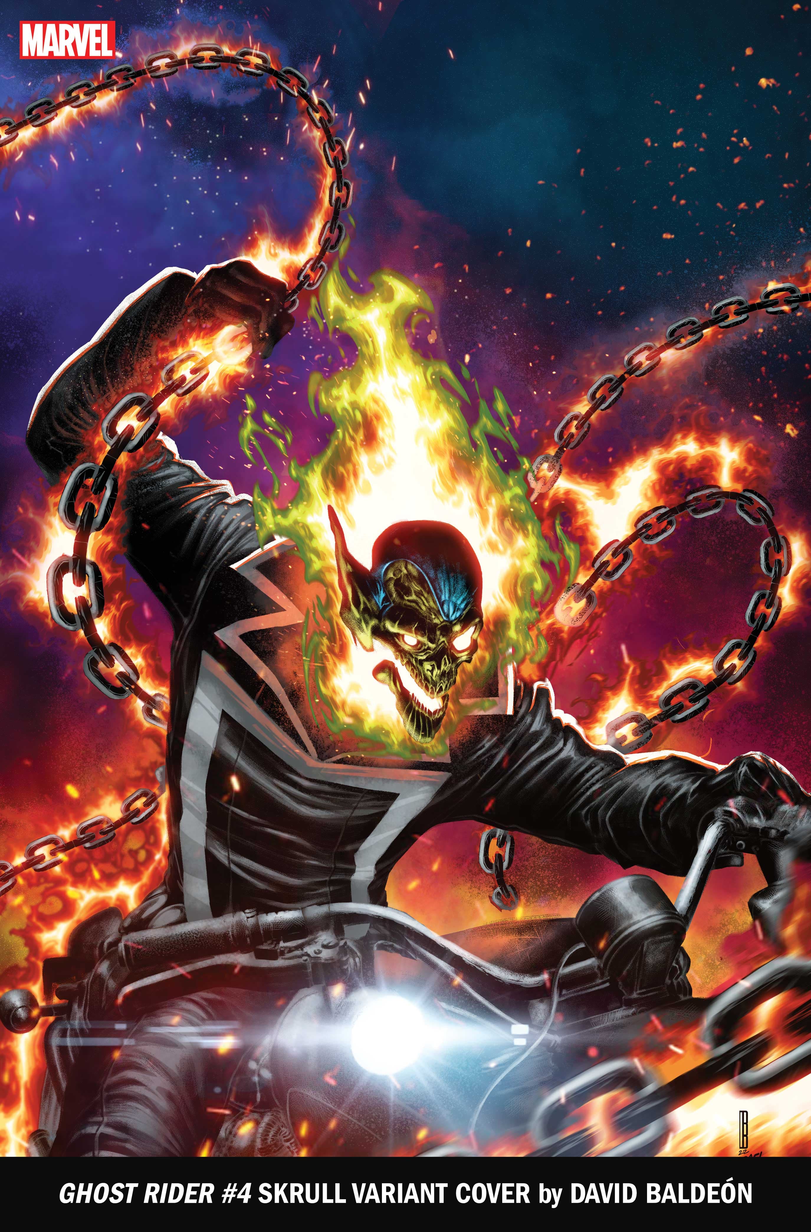 GHOST RIDER #4 SKRULL VARIANT COVER by DAVID BALDEÓN