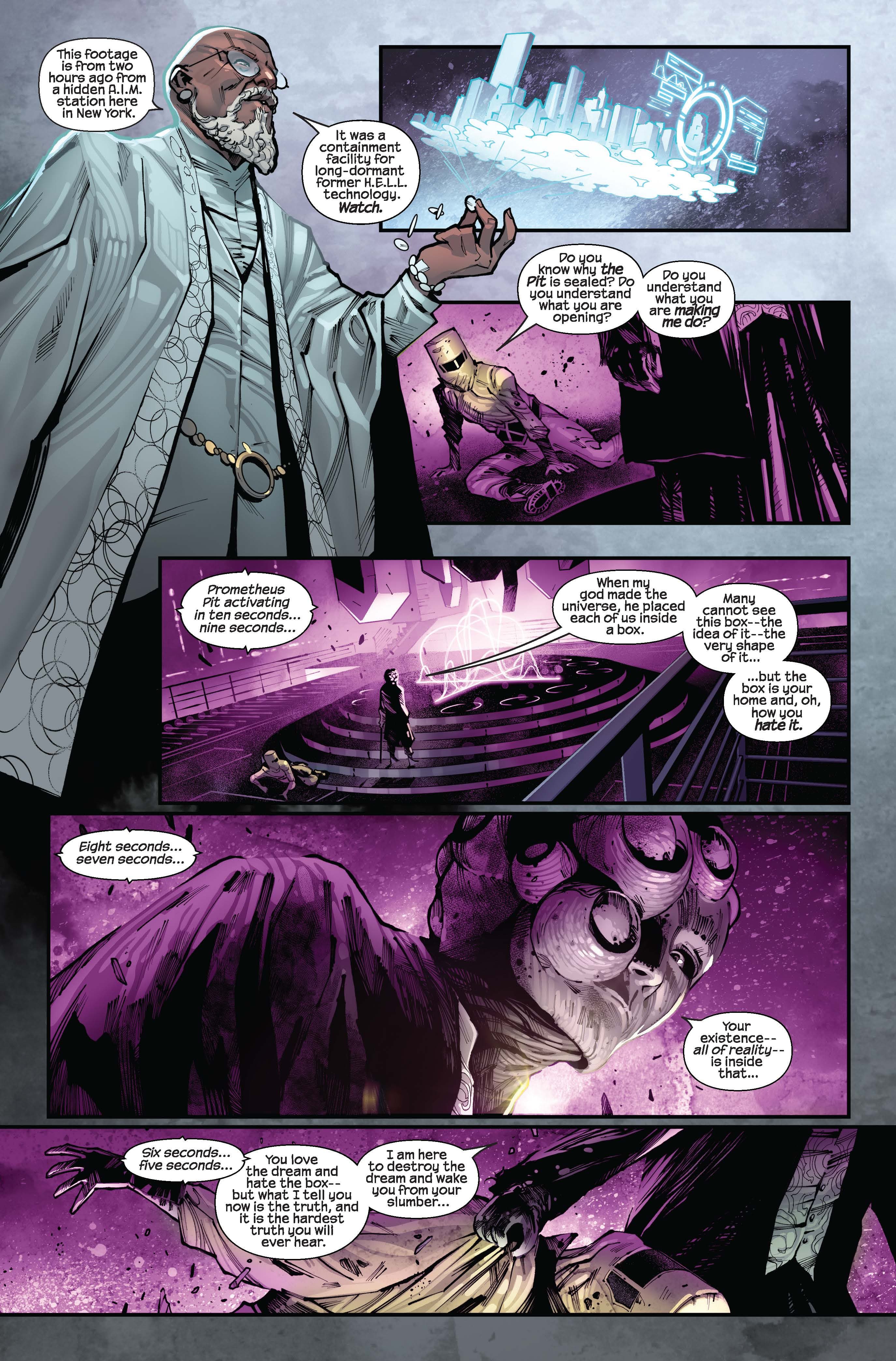 G.O.D.S. #1 page by Jonathan Hickman, Valerio Schiti, Marte Gracia, and VC's Travis Lanham
