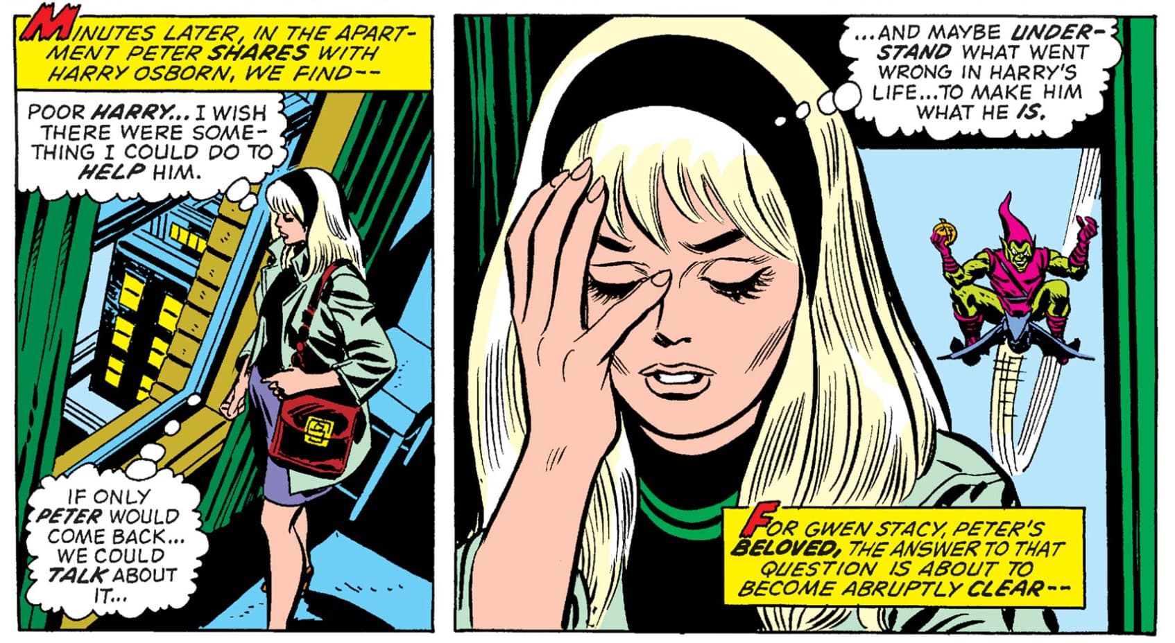 Gwen Stacy stalked by Green Goblin