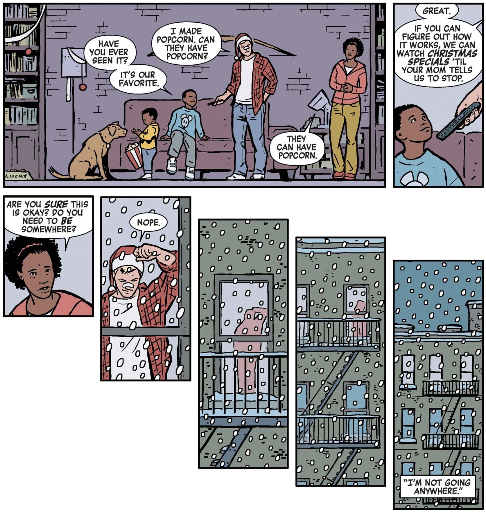 Simone and Clint enjoy a TV marathon with her kids.