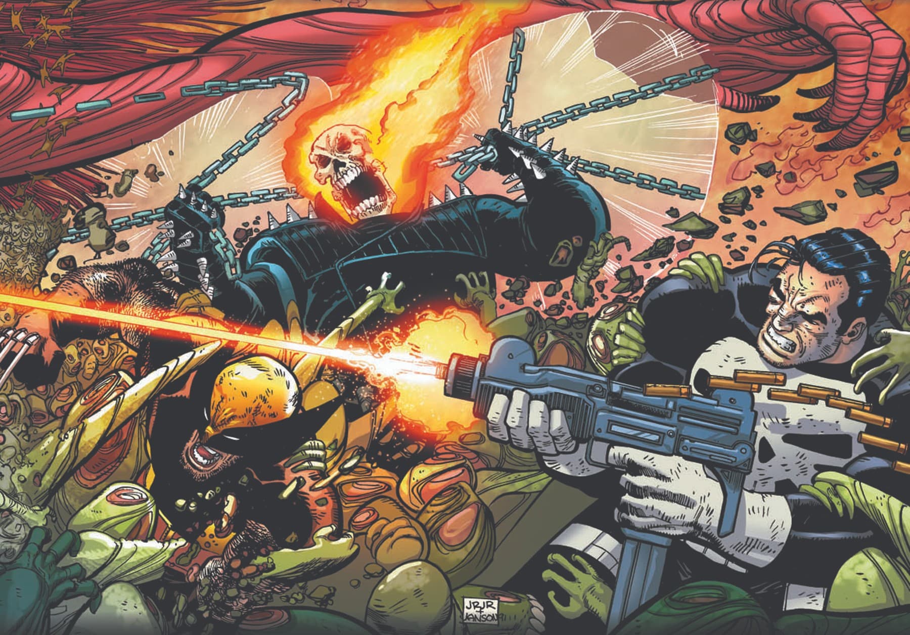 GHOST RIDER/WOLVERINE/PUNISHER: HEARTS OF DARKNESS (1991) #1 cover by John Romita Jr.