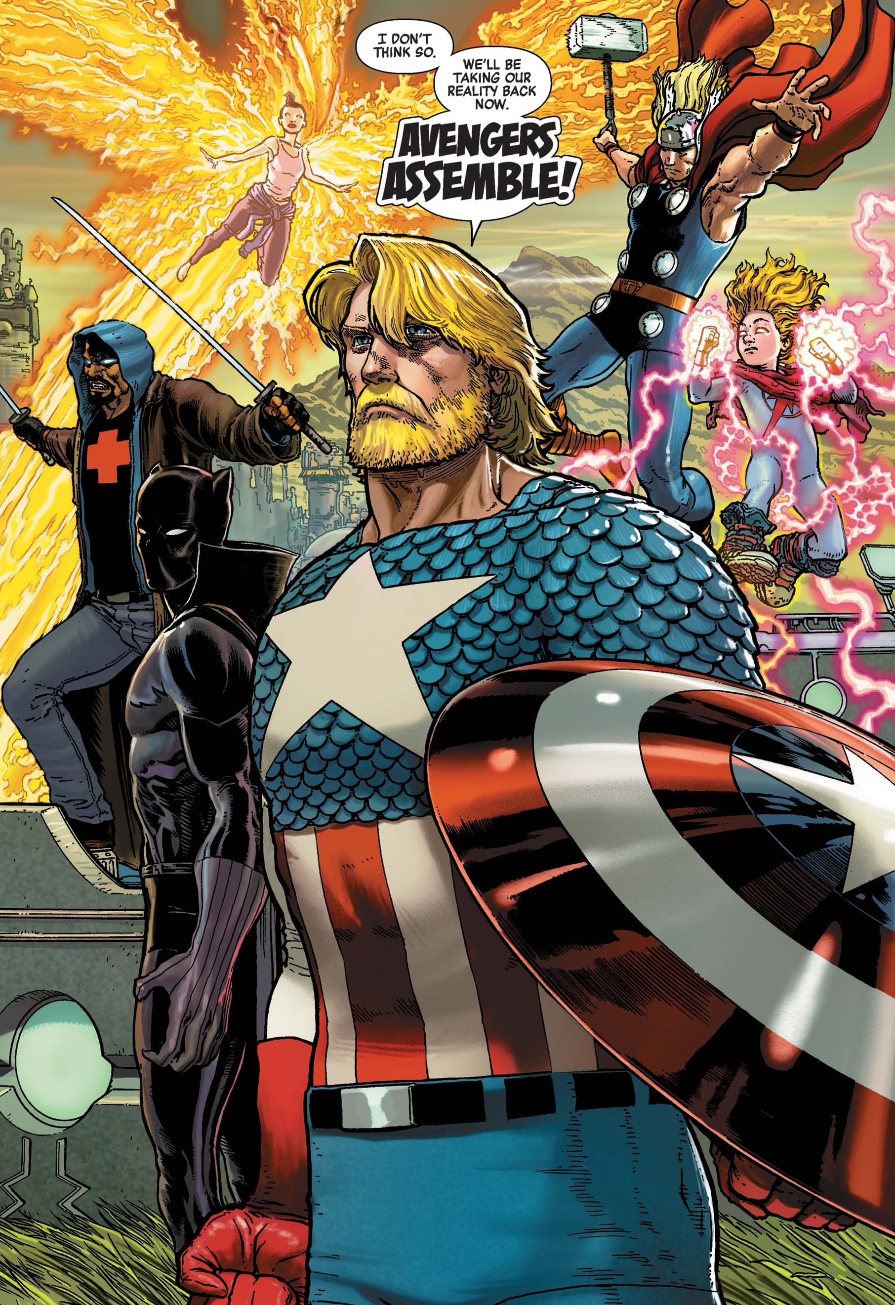 Steve Rogers assembles the Avengers in HEROES REBORN (2021) #7.
