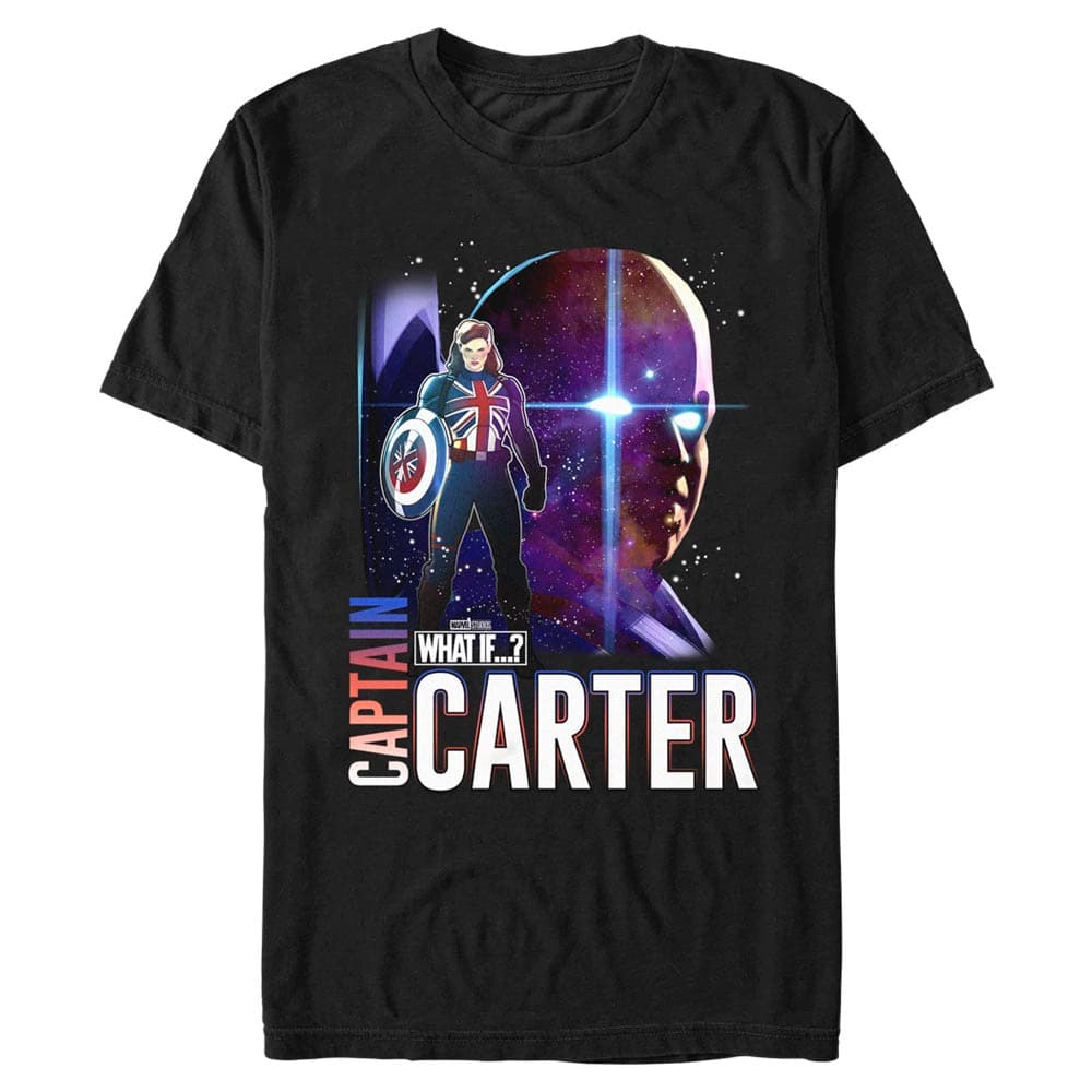 Captain Carter & The Watcher T-Shirt / shop it <a href=https://www.hottopic.com/product/marvel-what-if...-the-hydra-stomper-logo-t-shirt/16498126.html>here</a>